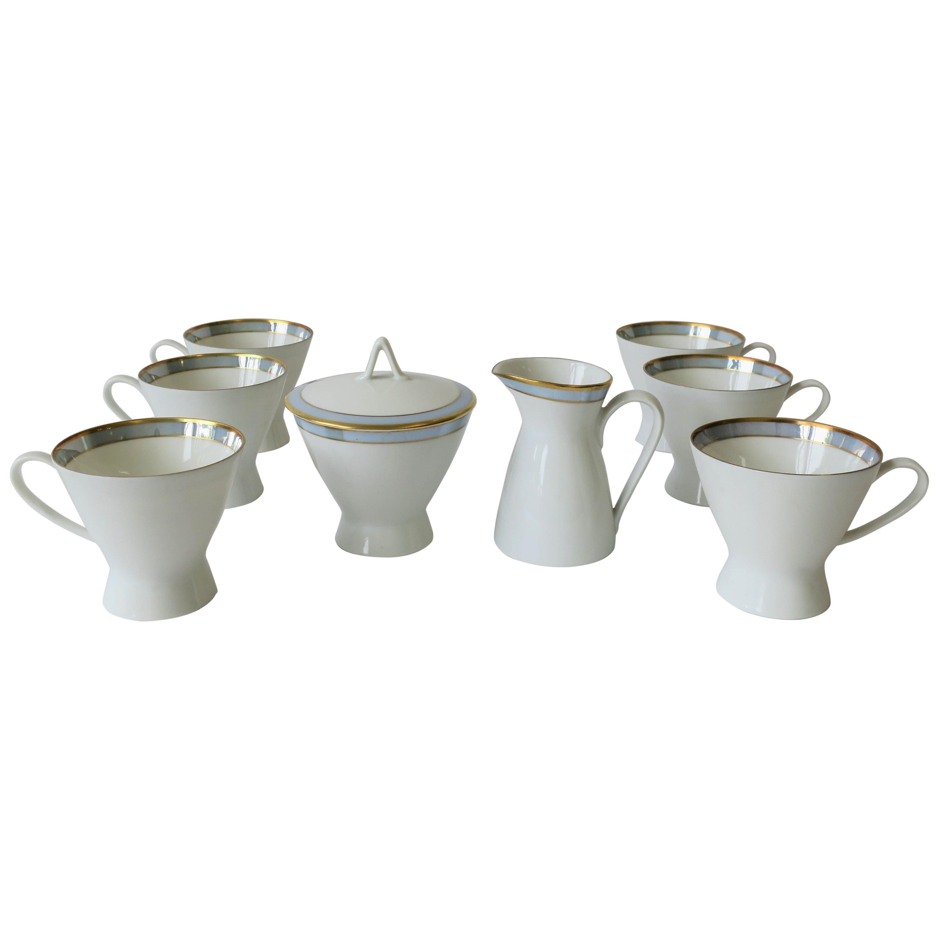 Midcentury Modern German Blue & White Porcelain Coffee or Tea Set by Rosenthal  