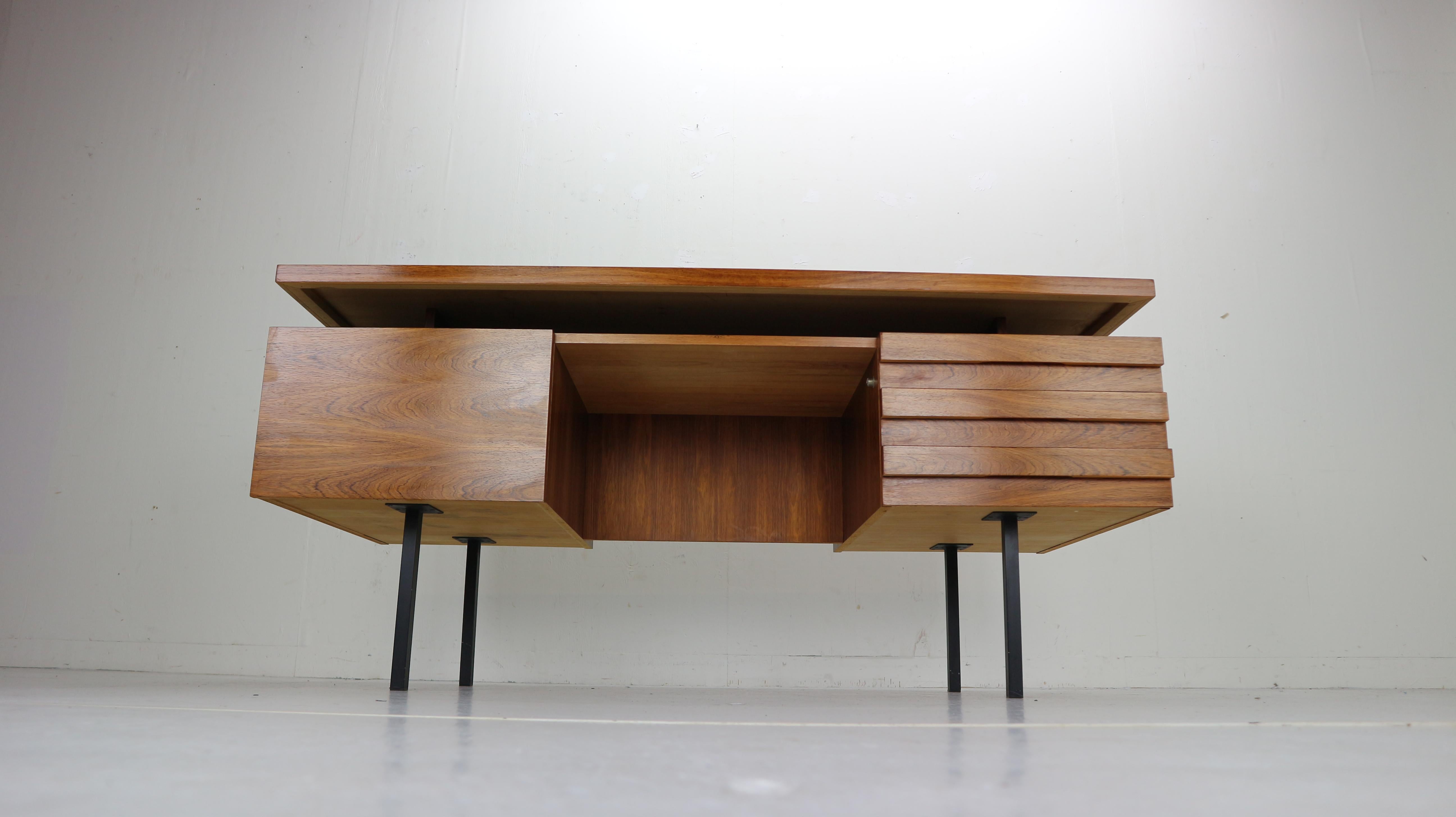 Metal Mid-Century Modern Rosewood Writing Table Desk by Leo Bub for Wertmöbel, 1960s