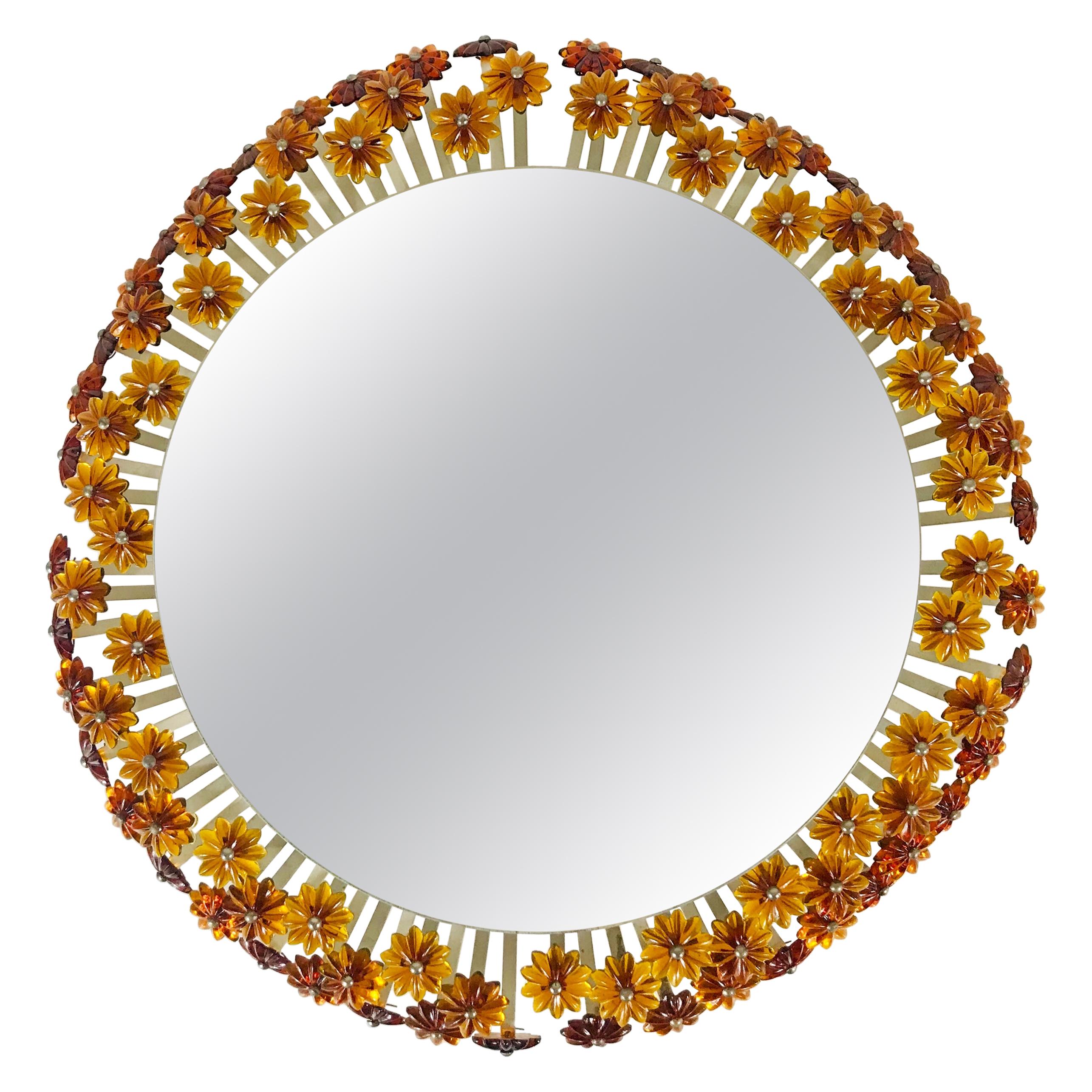 Mid-Century Modern Round Mirror by Emil Stejnar for Rupert Nikoll, Austria 1960s For Sale