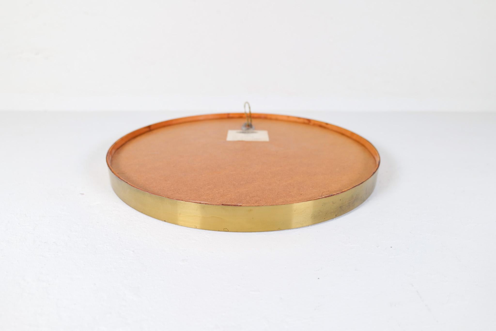 Midcentury Modern Rounded Brass Mirror by Glasmäster in Markaryd, Sweden, 1960s For Sale 2