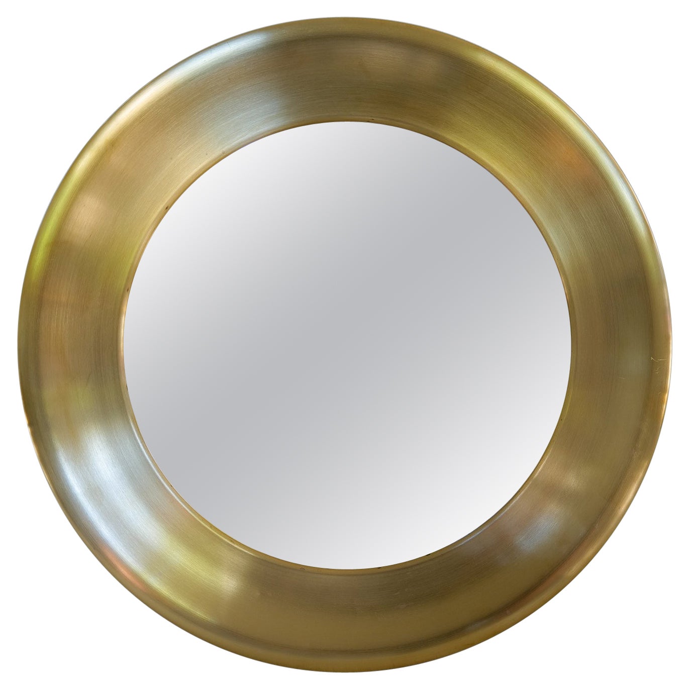 Miroir en laiton arrondi moderne du milieu du siècle par Glasmäster in Markaryd, Suède, années 1960