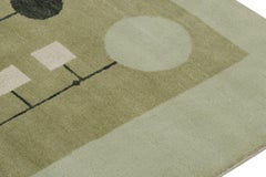 Midcentury Modern Runner in Green, Blue, White & Black Geometric Patterns