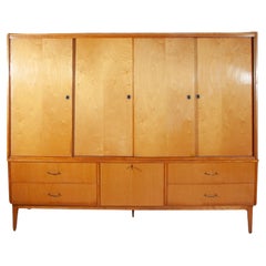 Aparador Alto de Cuatro Puertas de Madera Satinada Moderna de Mediano Siglo, Años 50