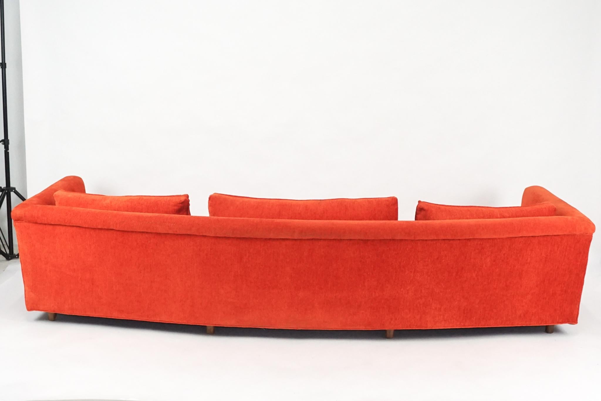 Mid-Century Modern Sculptural Curved Tufted Erwin Lambeth Sofa in Red 5