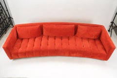Mid-Century Modern Sculptural Curved Tufted Erwin Lambeth Sofa in Red