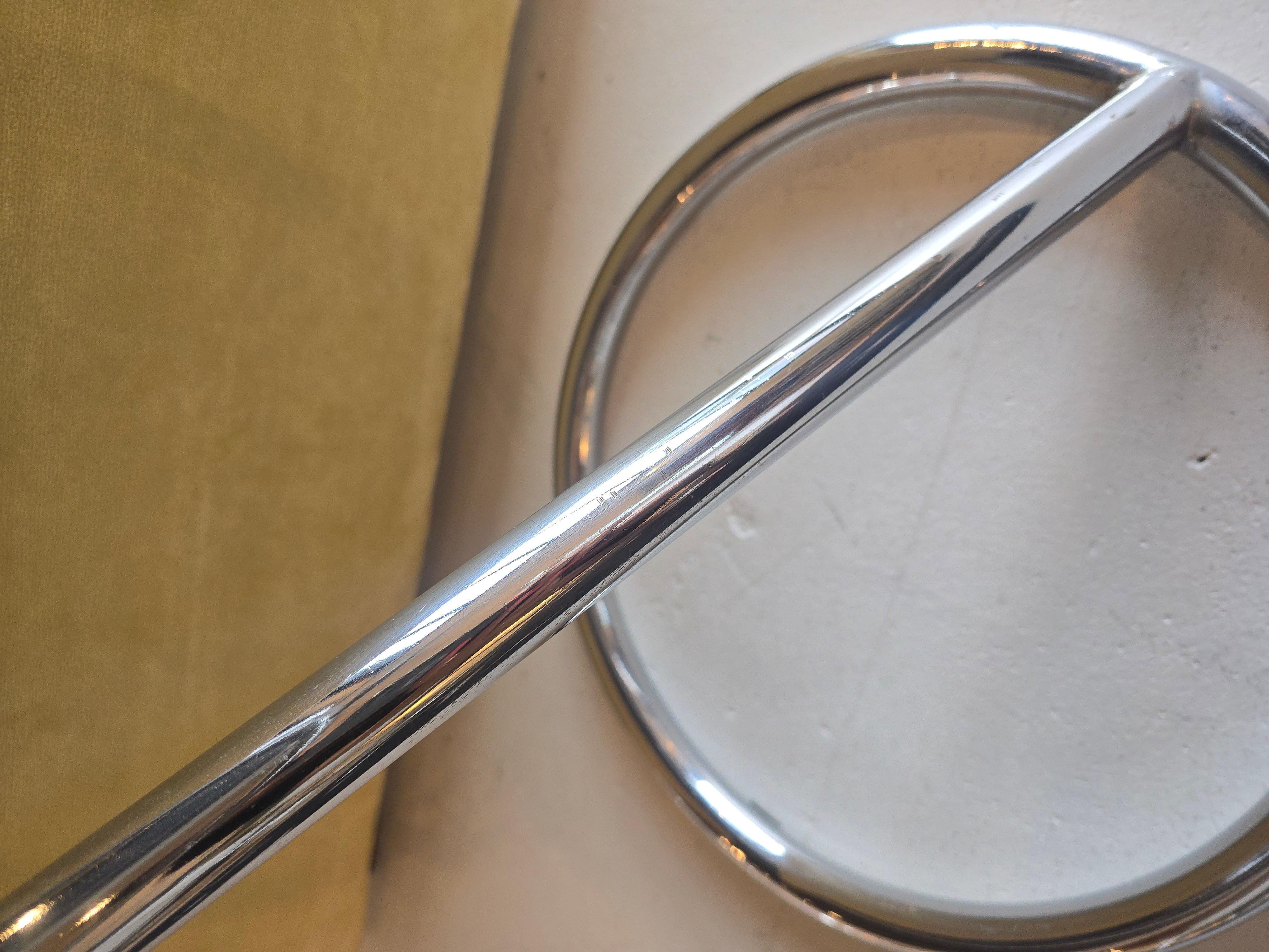 Other Midcentury Modern Sculptural Tubular Chrome Side Table with Tinted Glass