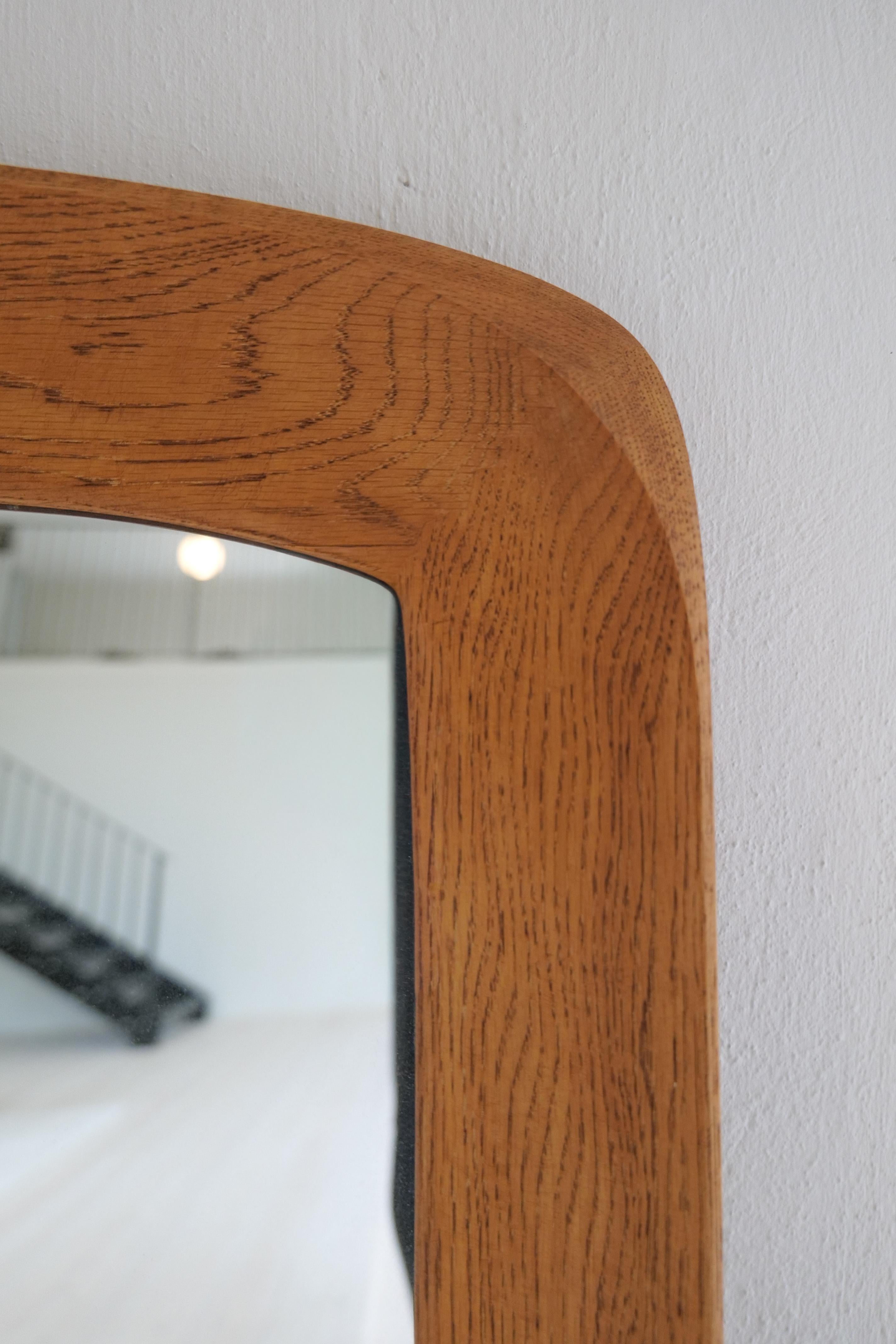 Midcentury Modern Sculptural Wall Mirror in Stained Oak, Glass, Glas & Trä 1959 For Sale 5