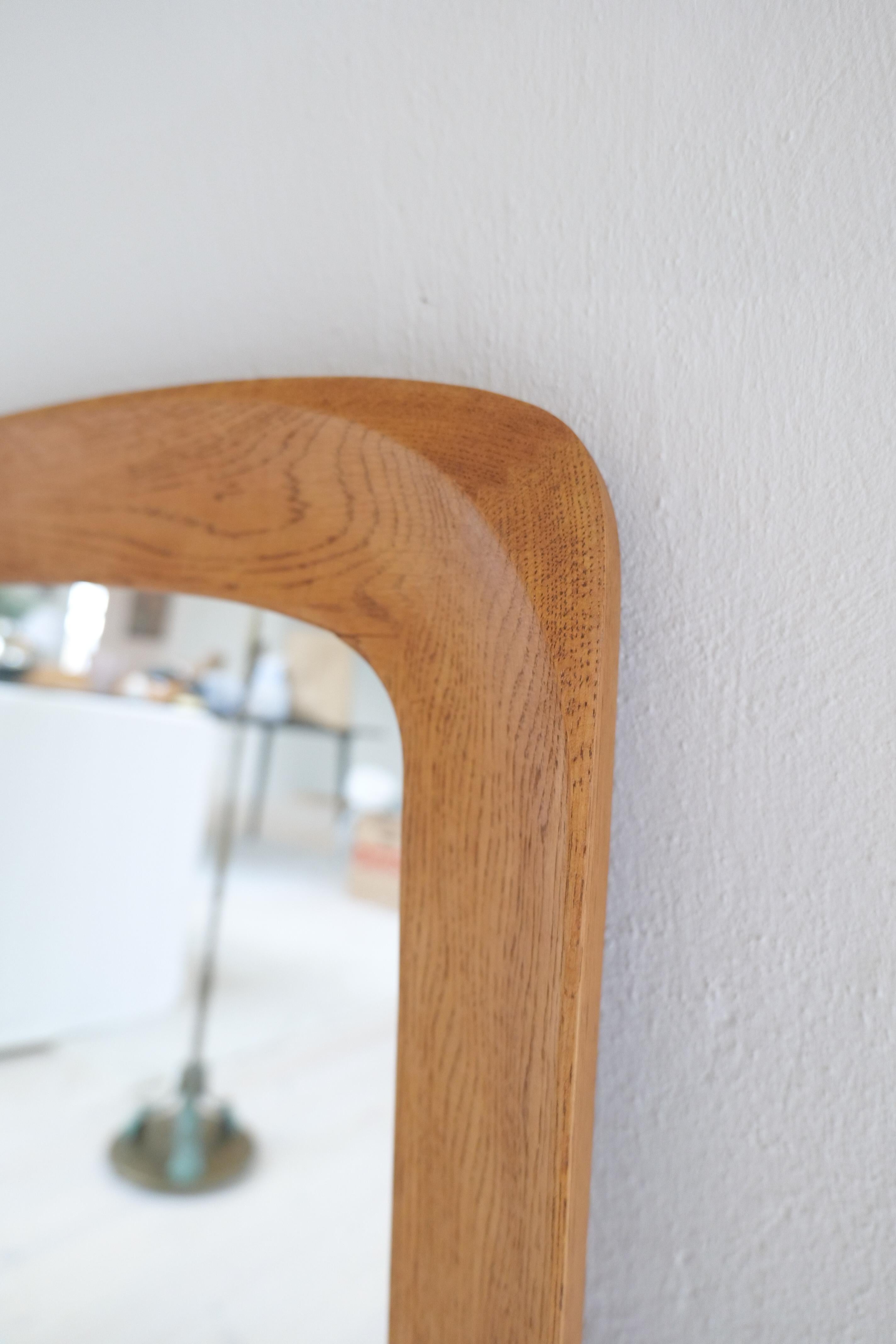 Midcentury Modern Sculptural Wall Mirror in Stained Oak, Glass, Glas & Trä 1959 For Sale 6