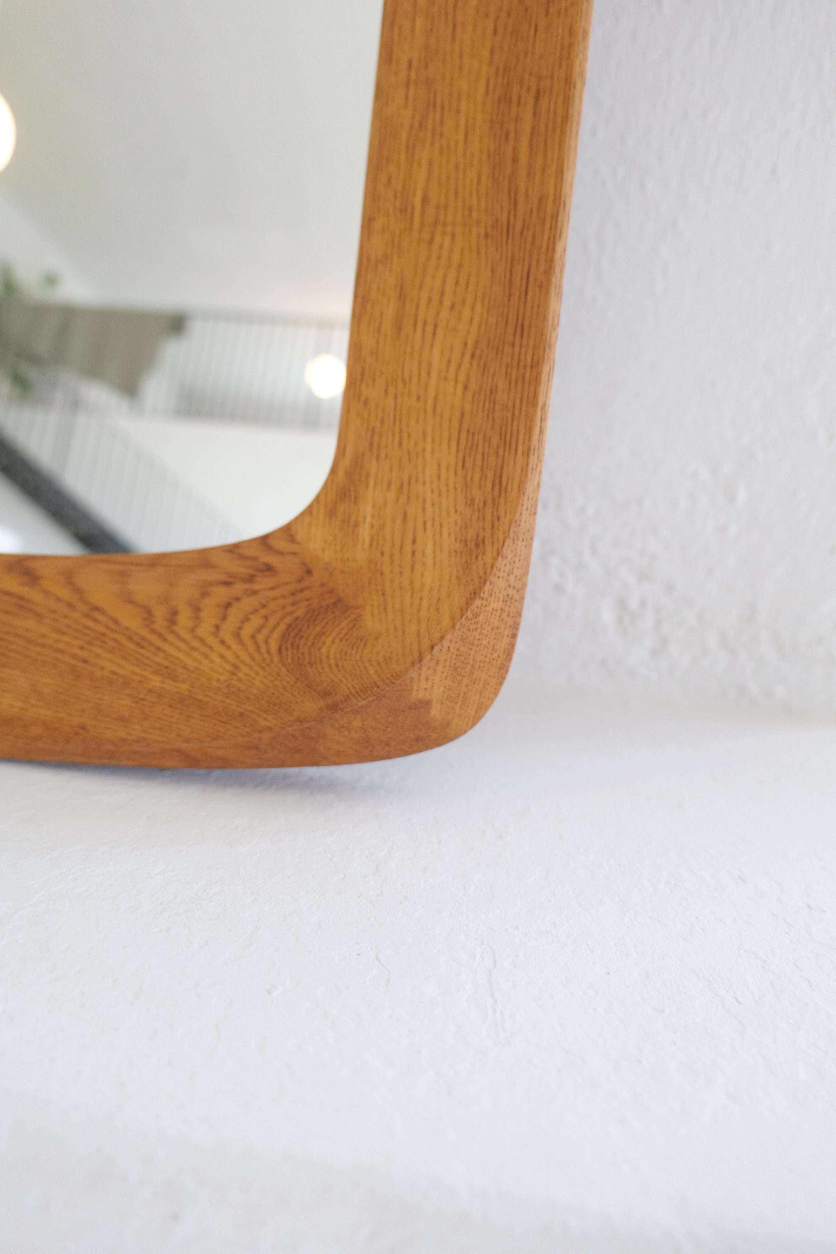 Midcentury Modern Sculptural Wall Mirror in Stained Oak, Glass, Glas & Trä 1959 For Sale 7