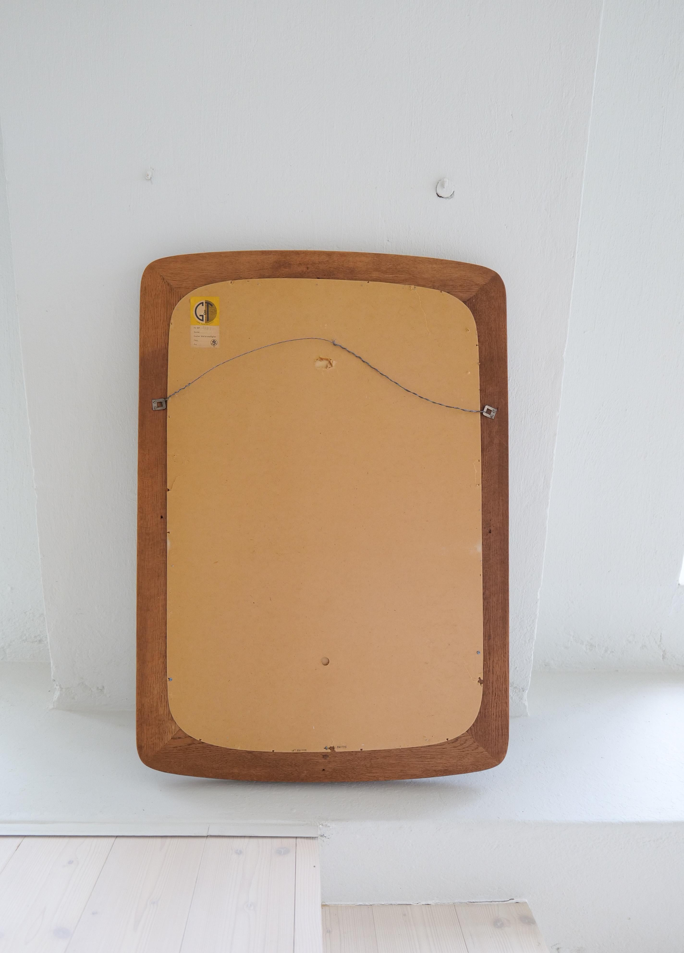 Midcentury Modern Sculptural Wall Mirror in Stained Oak, Glass, Glas & Trä 1959 For Sale 9