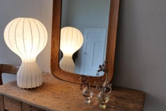 Midcentury Modern Sculptural Wall Mirror in Stained Oak, Glass, Glas & Trä 1959