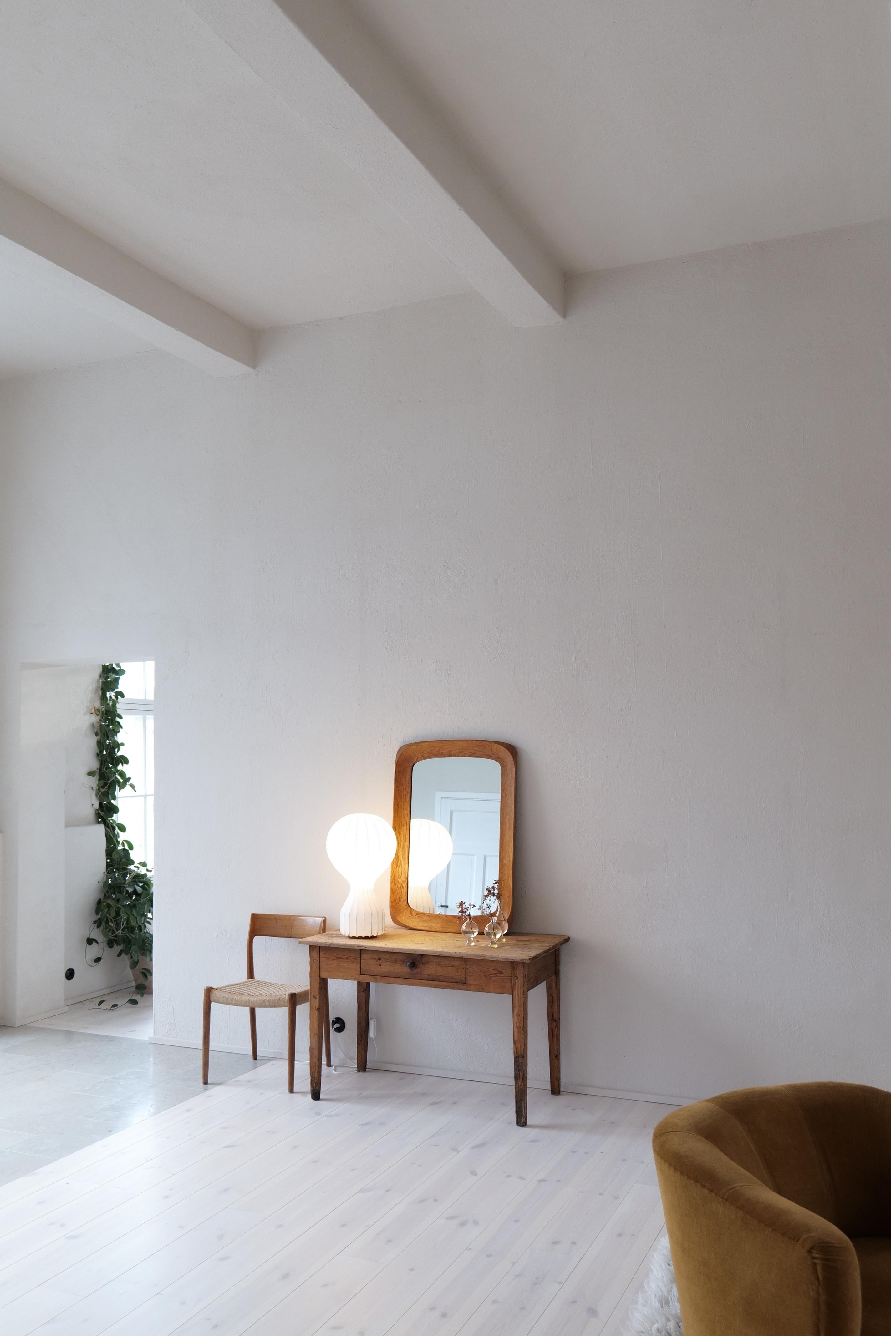 Mid-Century Modern Midcentury Modern Sculptural Wall Mirror in Stained Oak, Glass, Glas & Trä 1959 For Sale