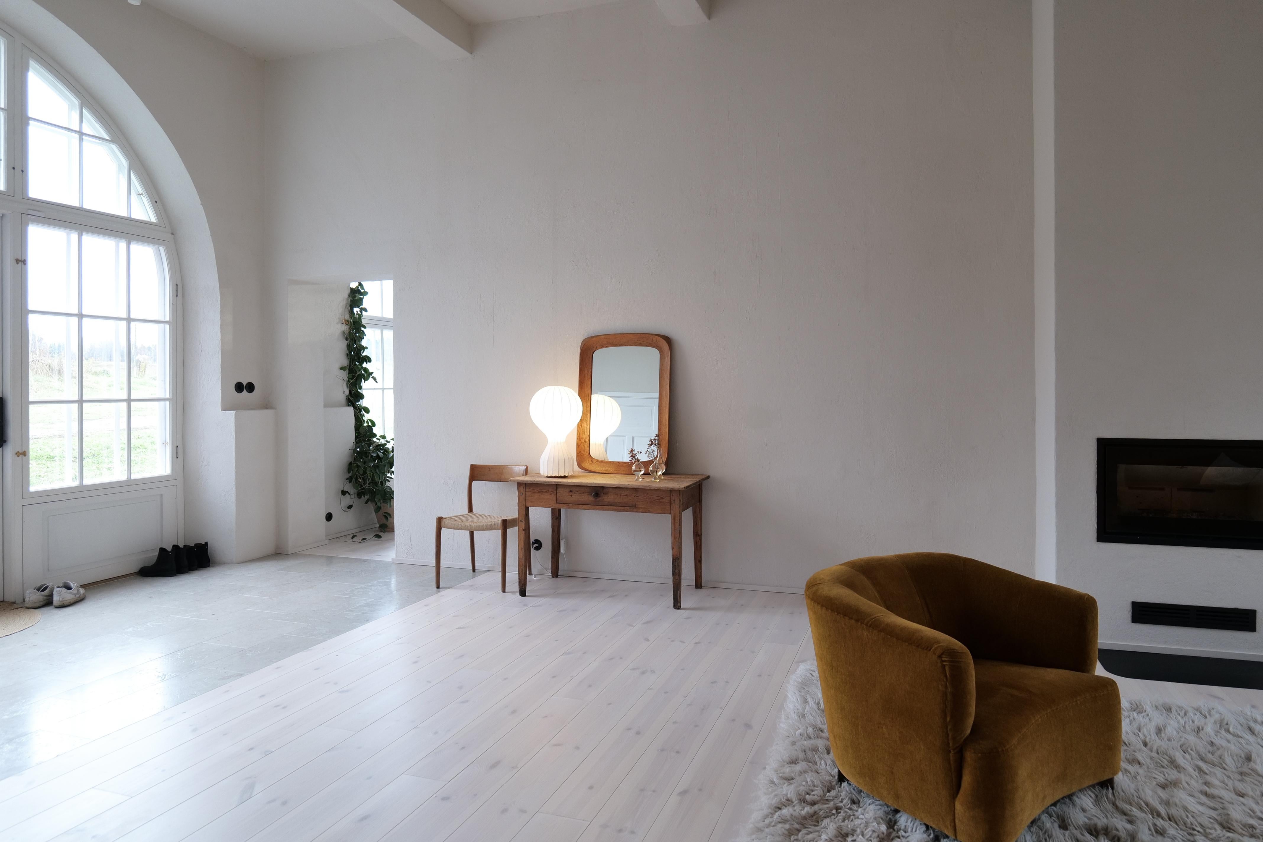 Swedish Midcentury Modern Sculptural Wall Mirror in Stained Oak, Glass, Glas & Trä 1959 For Sale