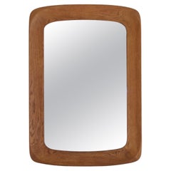 Midcentury Modern Sculptural Wall Mirror in Stained Oak, Glass, Glas & Trä 1959 Midcentury Modern Sculptural Wall Mirror in Stained Oak, Glass, Glas & Trä 1959