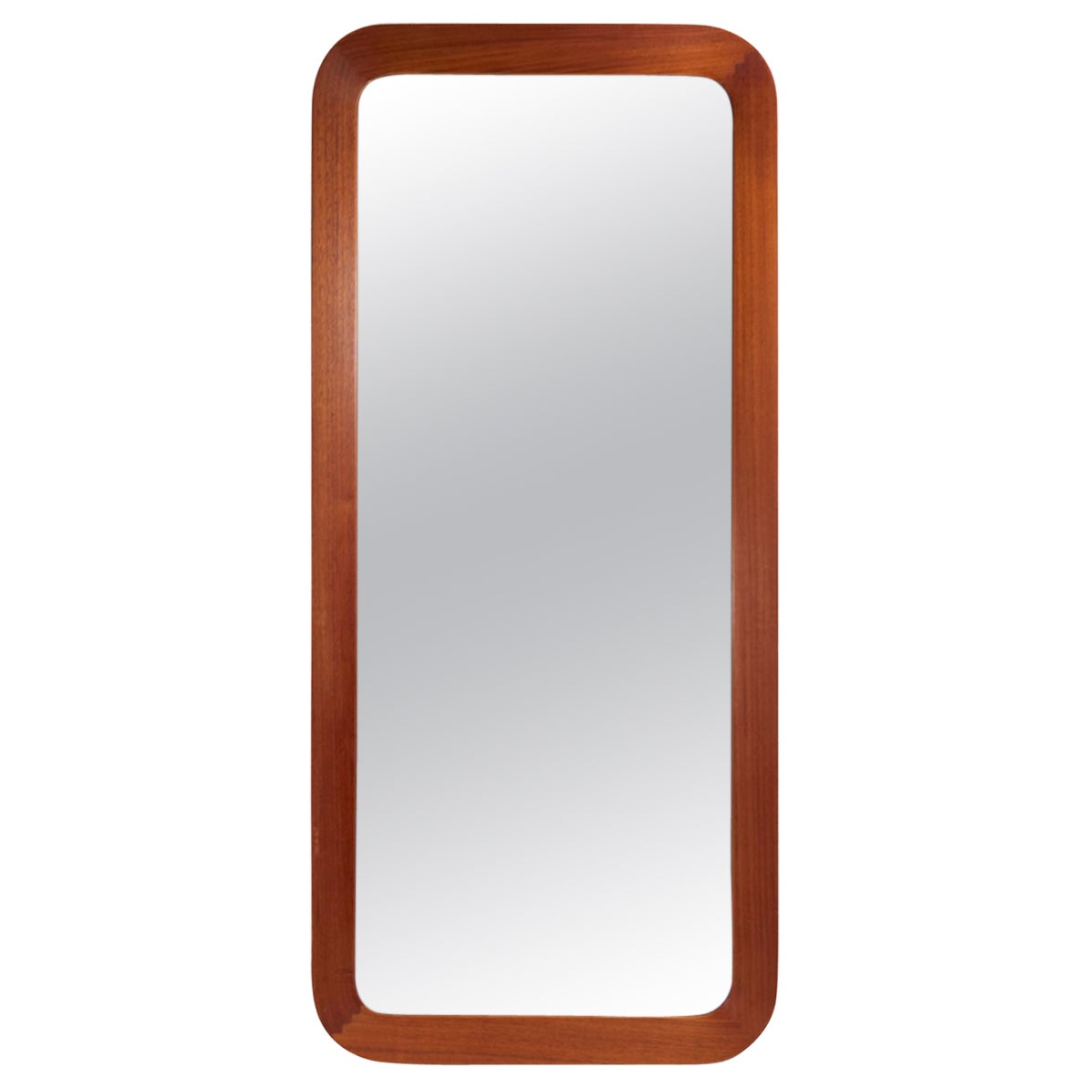Espejo de pared escultórico moderno de mediados de siglo, teca, cristal, Glas & Trä, años 60