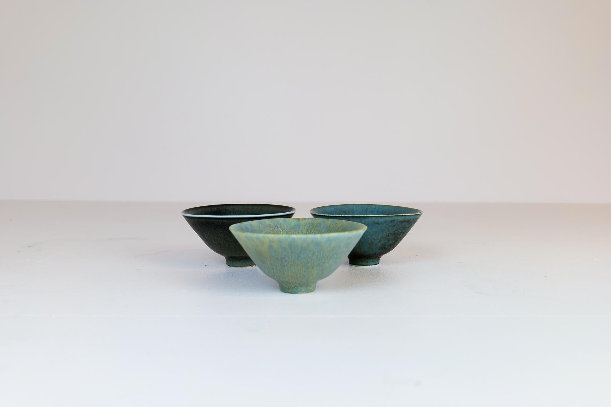 Swedish Mid-Century Modern Set of 3 Bowls Rörstrand Carl Harry Stålhane, Sweden For Sale