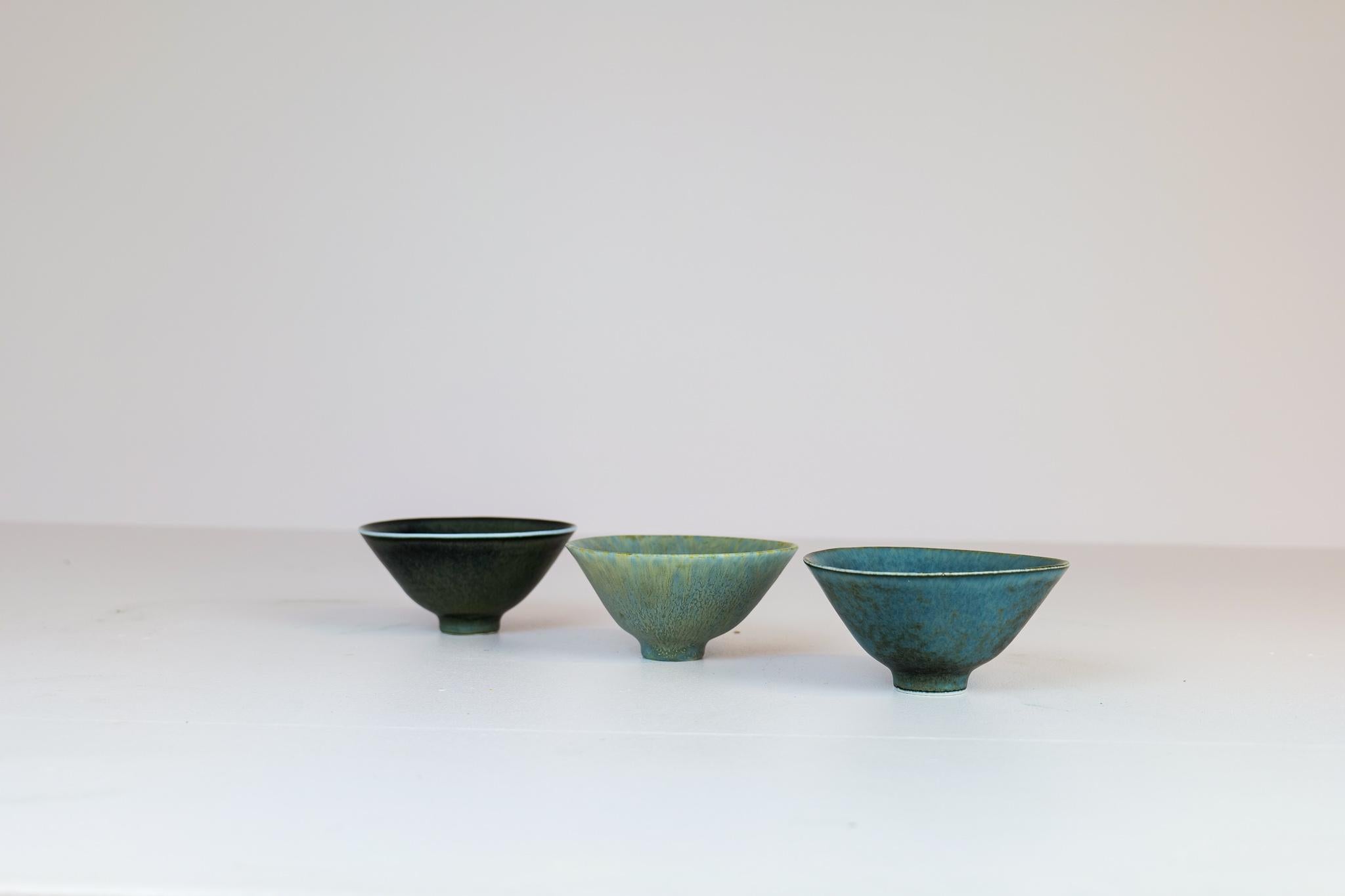 Mid-Century Modern Set of 3 Bowls Rörstrand Carl Harry Stålhane, Sweden In Good Condition For Sale In Hillringsberg, SE