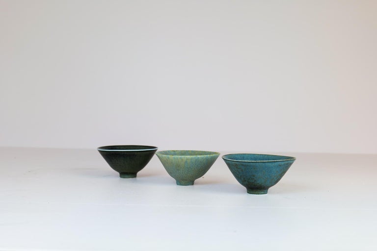 Mid-20th Century Mid-Century Modern Set of 3 Bowls Rörstrand Carl Harry Stålhane, Sweden For Sale