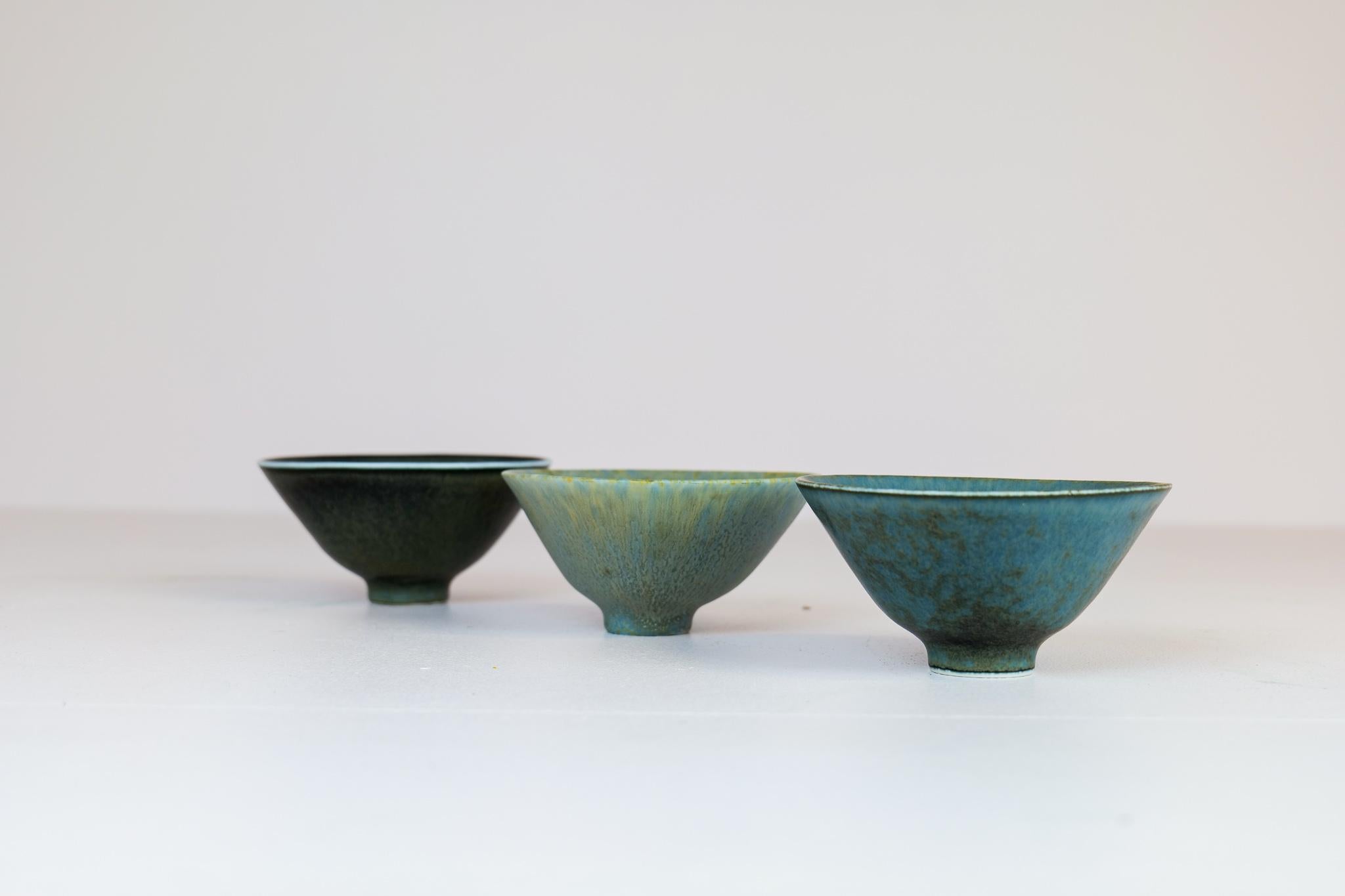 Mid-Century Modern Set of 3 Bowls Rörstrand Carl Harry Stålhane, Sweden For Sale 2