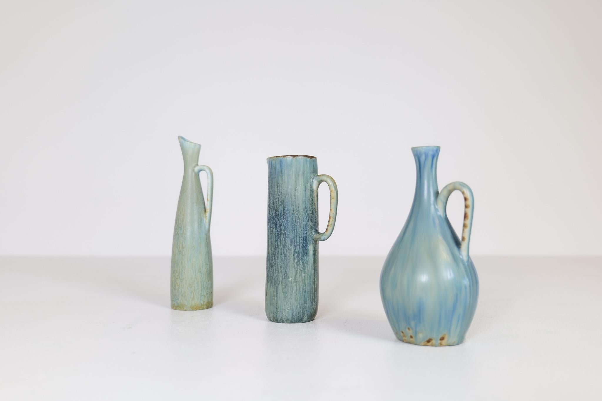 Mid-Century Modern Set of 3 Ceramic Pieces Carl Harry Stålhane, Sweden In Good Condition In Hillringsberg, SE
