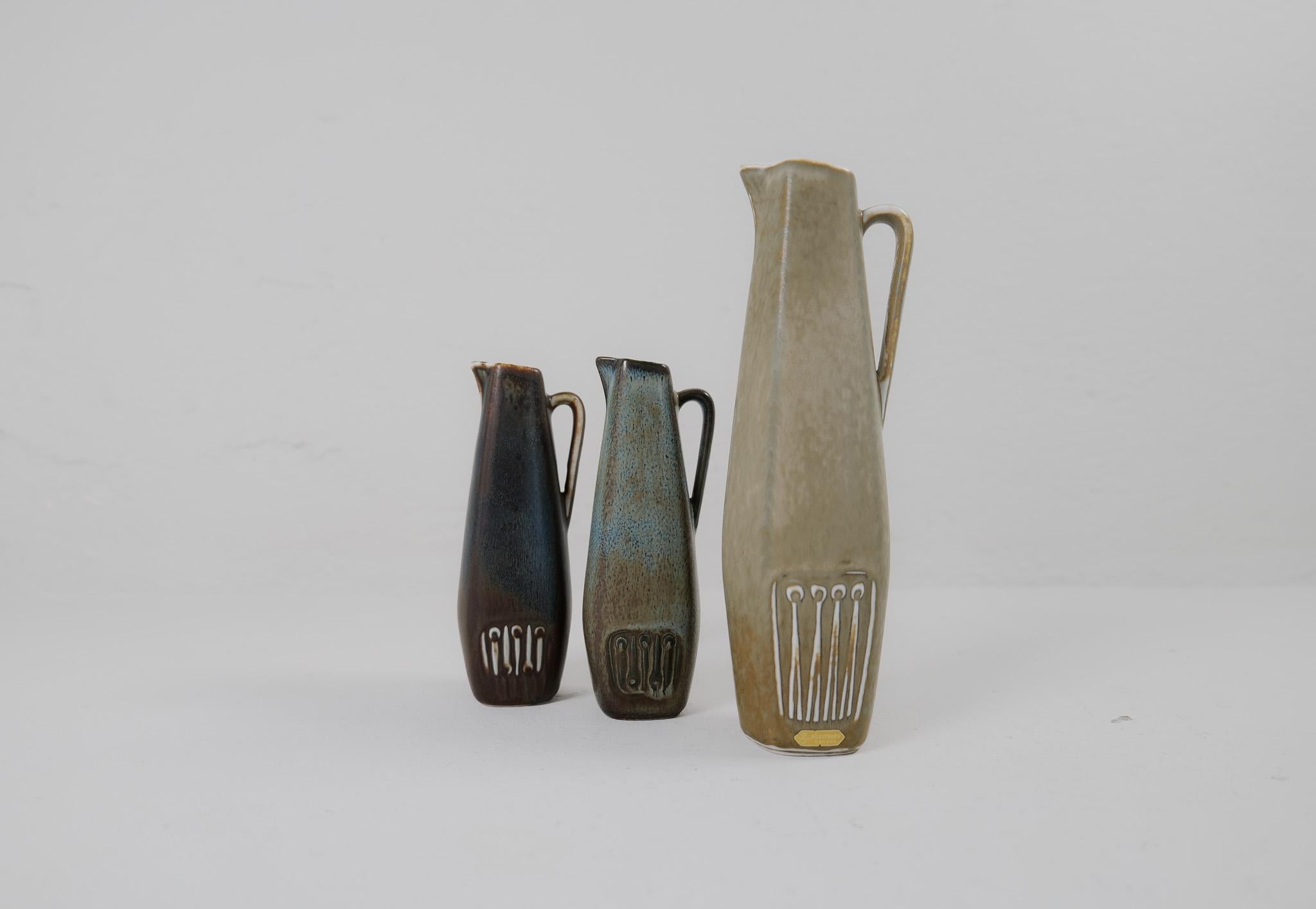 Mid-20th Century Midcentury Modern Set of 3 Ceramic pieces Sweden 1950 Rörstrand Gunnar Nylund For Sale