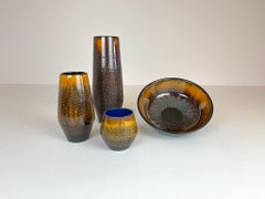 Mid-Century Modern Set of 4 Ceramic Vases Upsala-Ekeby "Fiamma" Sweden, 1960s