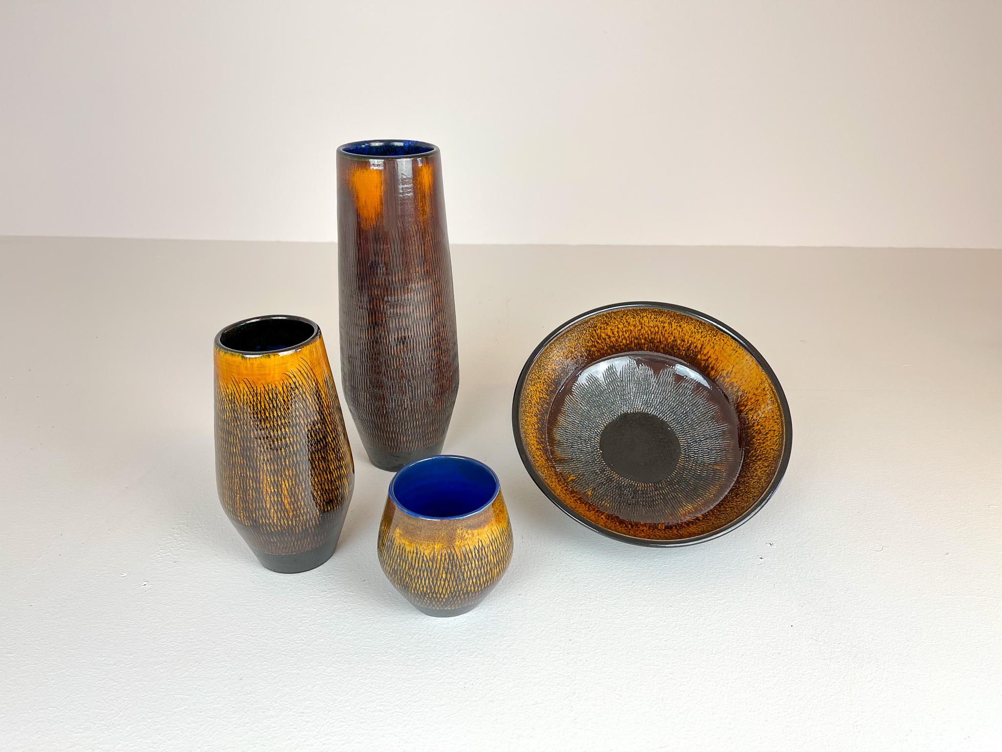 Swedish Mid-Century Modern Set of 4 Ceramic Vases Upsala-Ekeby 