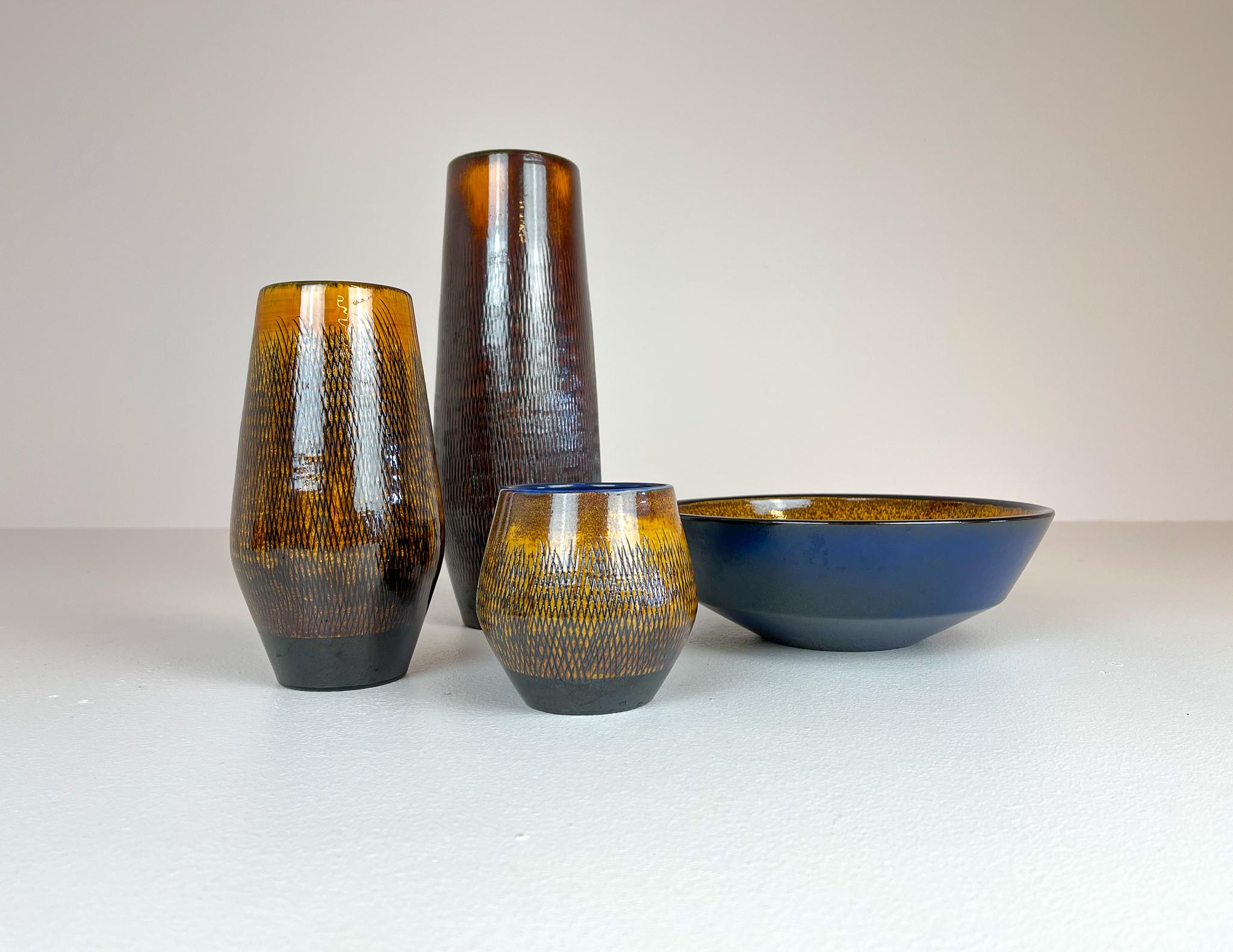Mid-Century Modern Set of 4 Ceramic Vases Upsala-Ekeby 