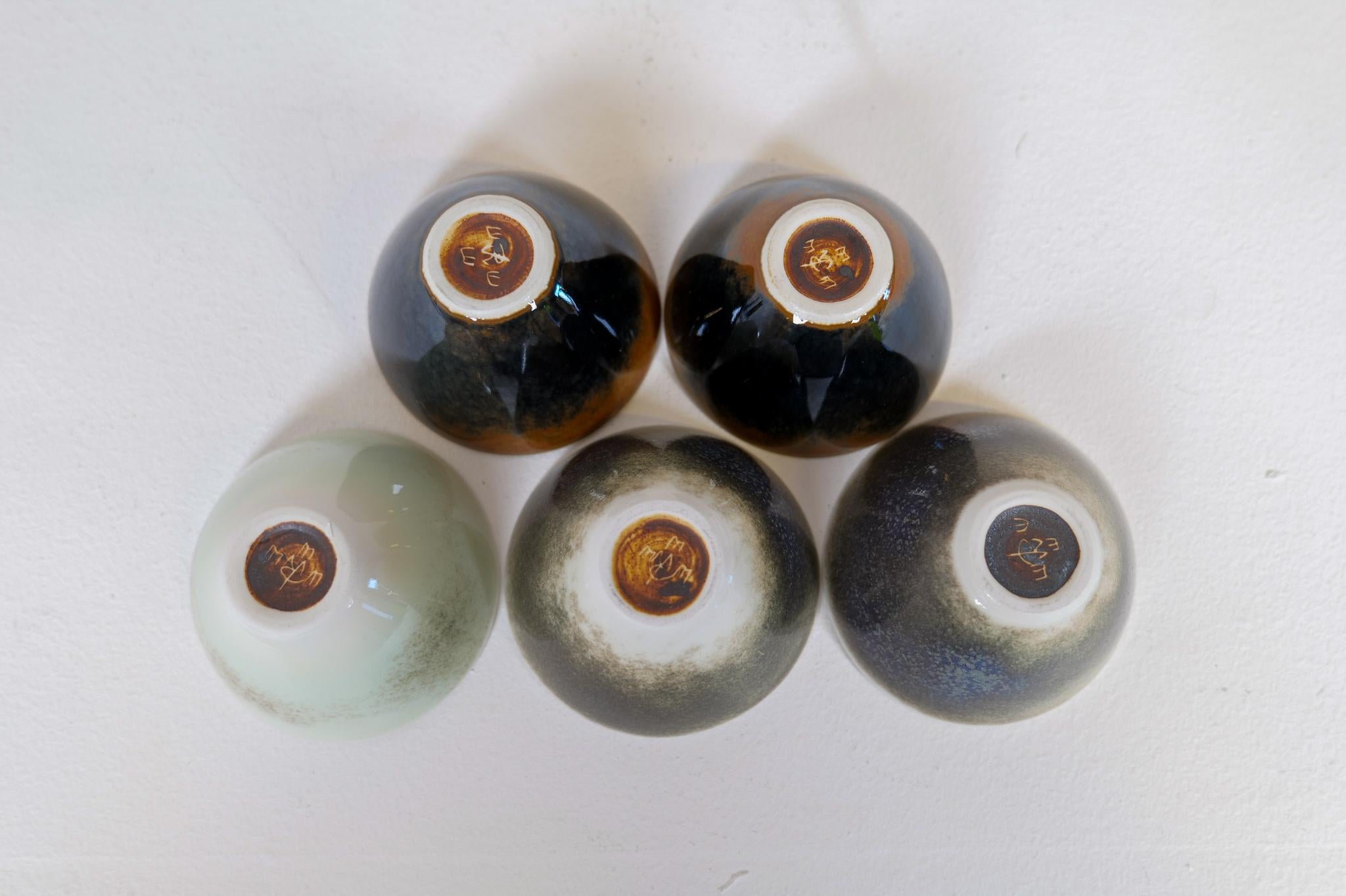 Midcentury Modern Set of 5 Small Bowls Rörstrand Carl Harry Stålhane, Sweden For Sale 9