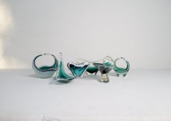 Midcentury Modern Set of 6 Art Glass pieces "Coquille" , Flygfors Sweden 1955