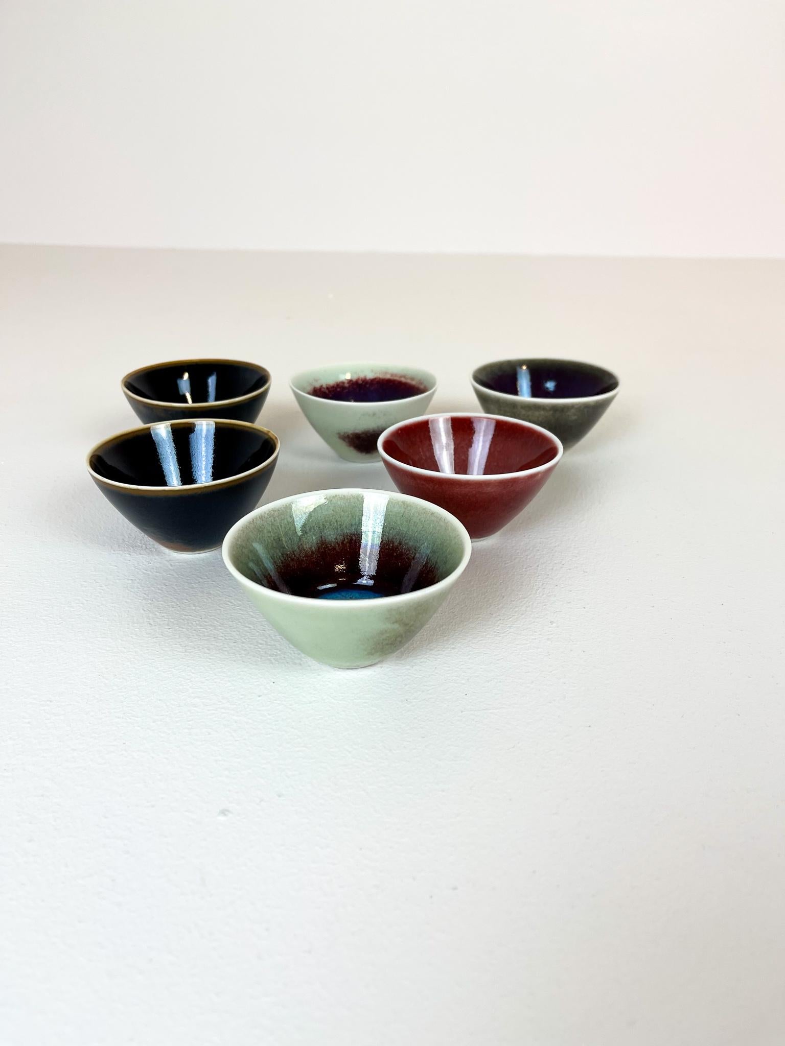 Midcentury Modern Set of 6 Small Bowls Rörstrand Carl Harry Stålhane, Sweden 6