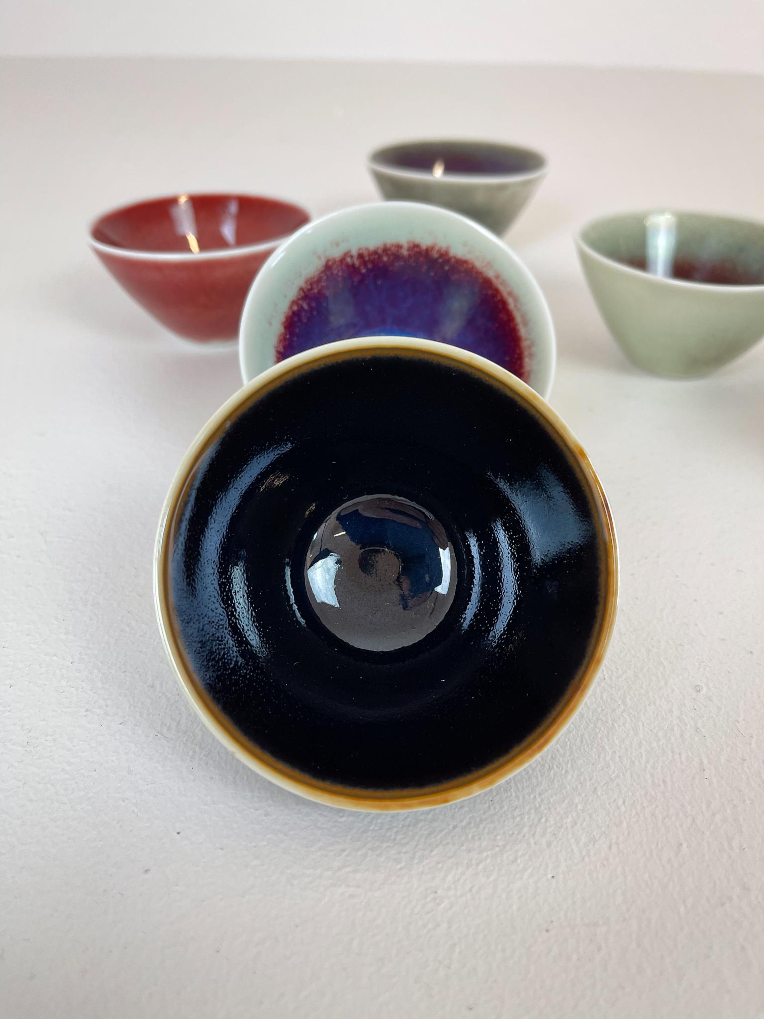 Ceramic Midcentury Modern Set of 6 Small Bowls Rörstrand Carl Harry Stålhane, Sweden