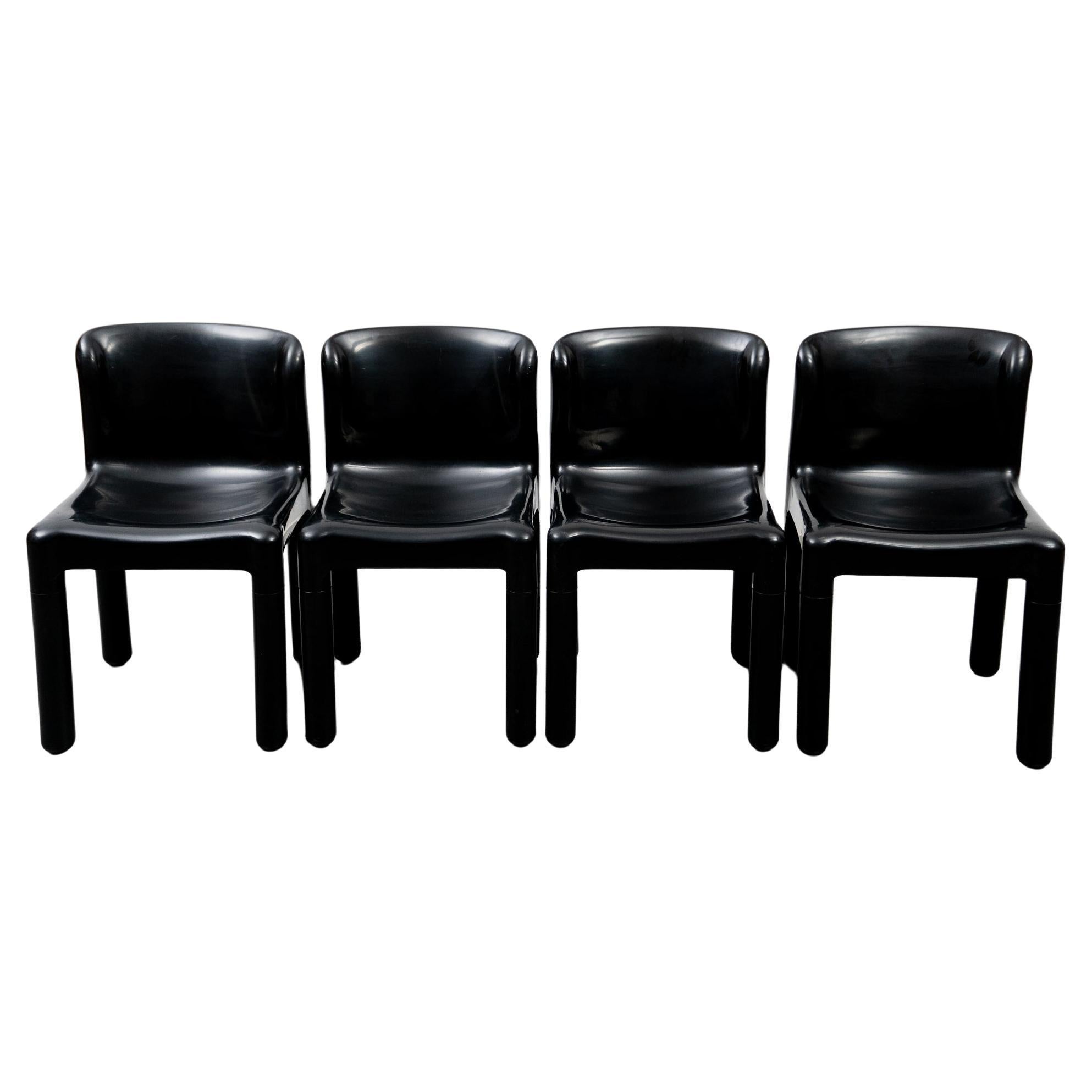 Midcentury Modern Set of Four Chairs Model "4875" by Carlo Bartoli for Kartell  For Sale