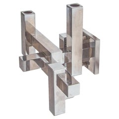 Midcentury Modern Set of Two Sciolari Chrome Cubic Wall Lamps, Sconces 1960S