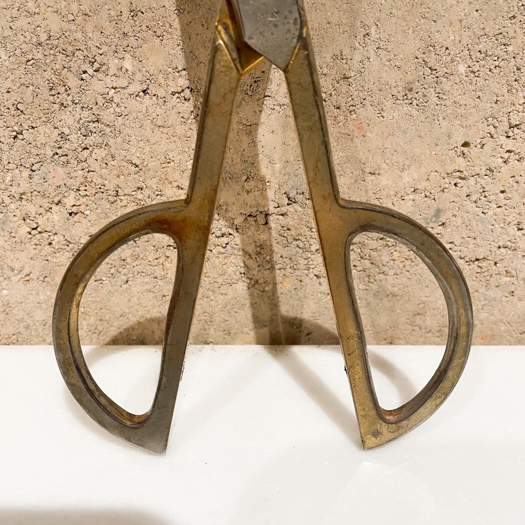 Mid-Century Modern Sharp Stainless & Brass Scissors Made in Italy, 1960s In Good Condition In Chula Vista, CA