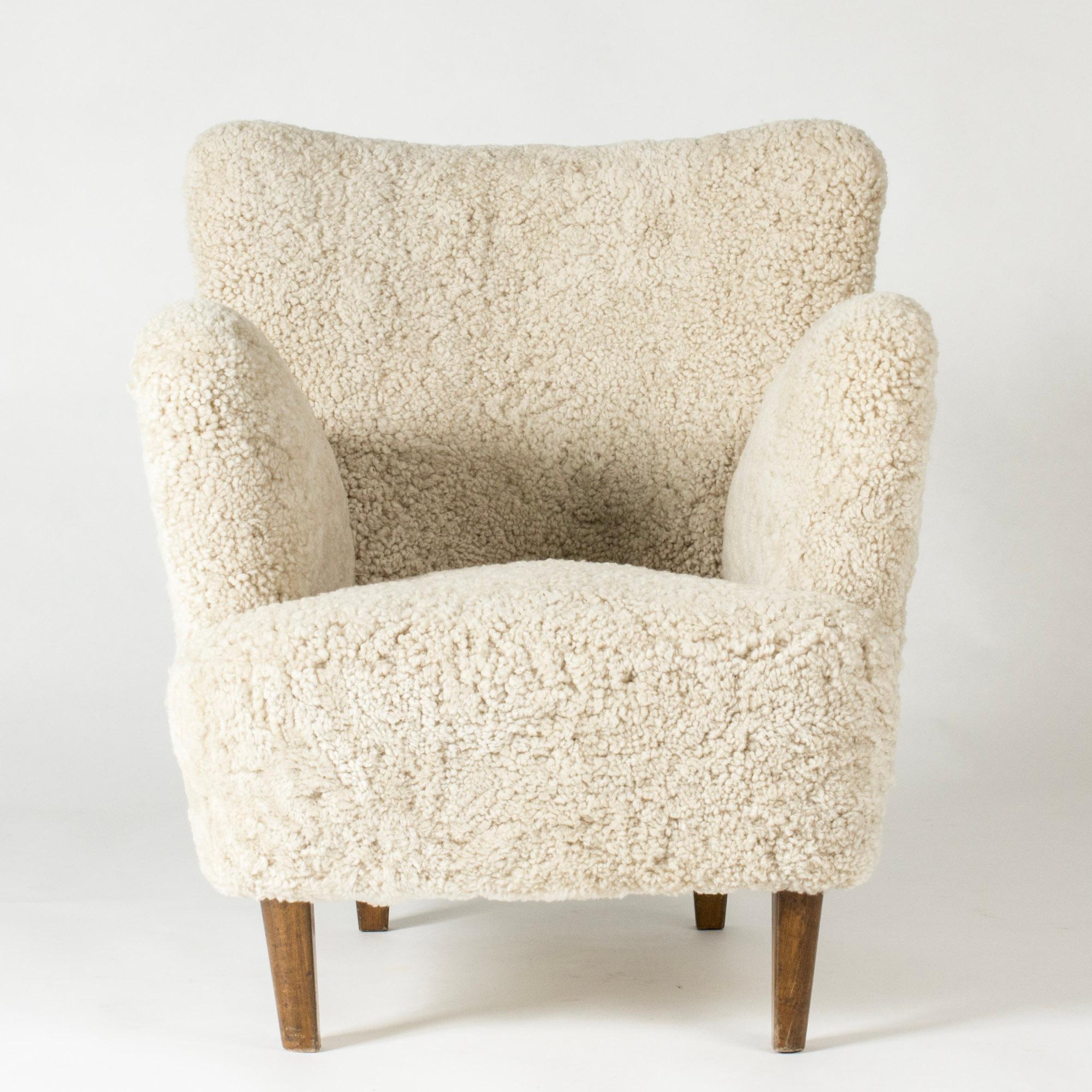 Swedish Midcentury Modern Sheepskin lounge chairs, Sweden, 1940s For Sale