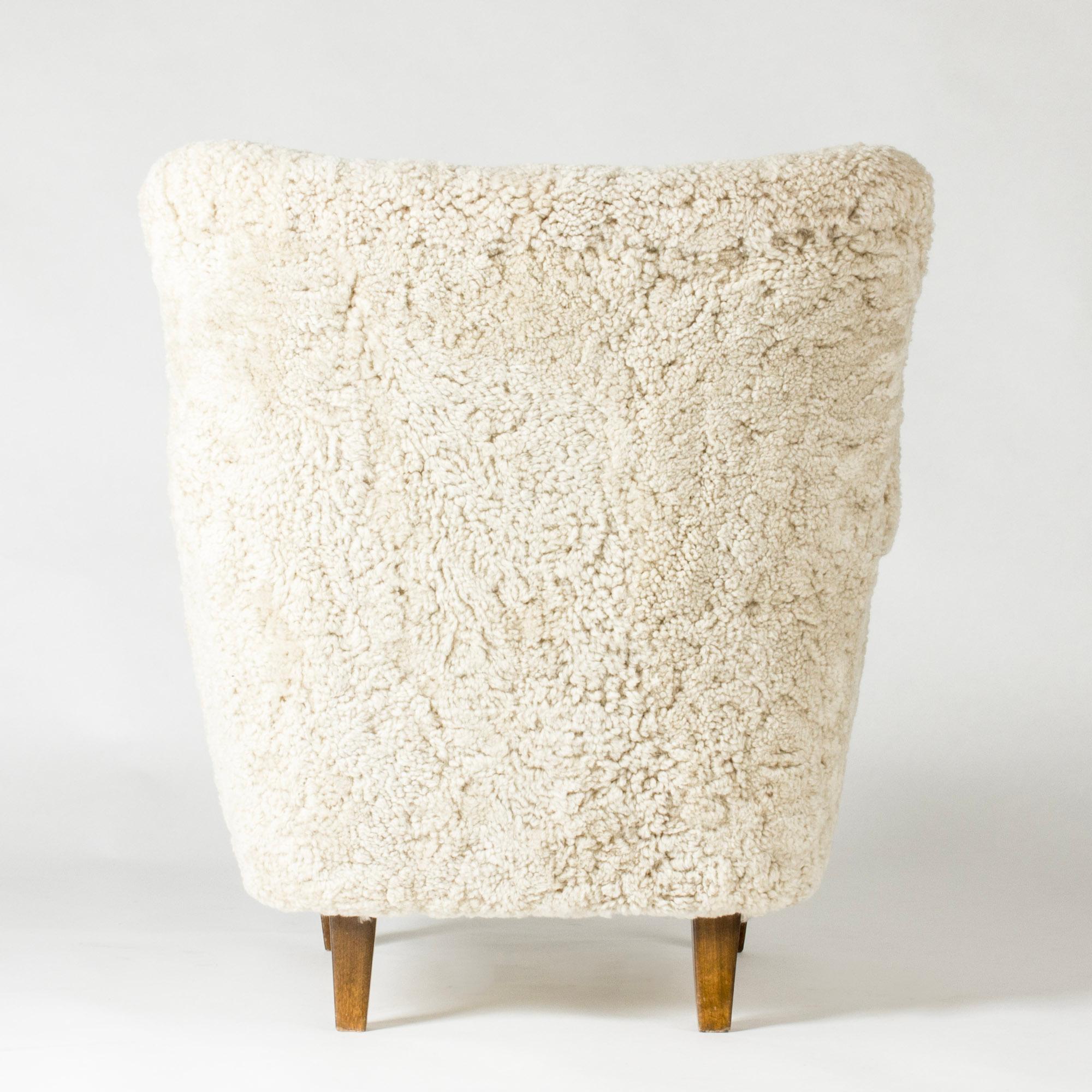 Mid-20th Century Midcentury Modern Sheepskin lounge chairs, Sweden, 1940s For Sale