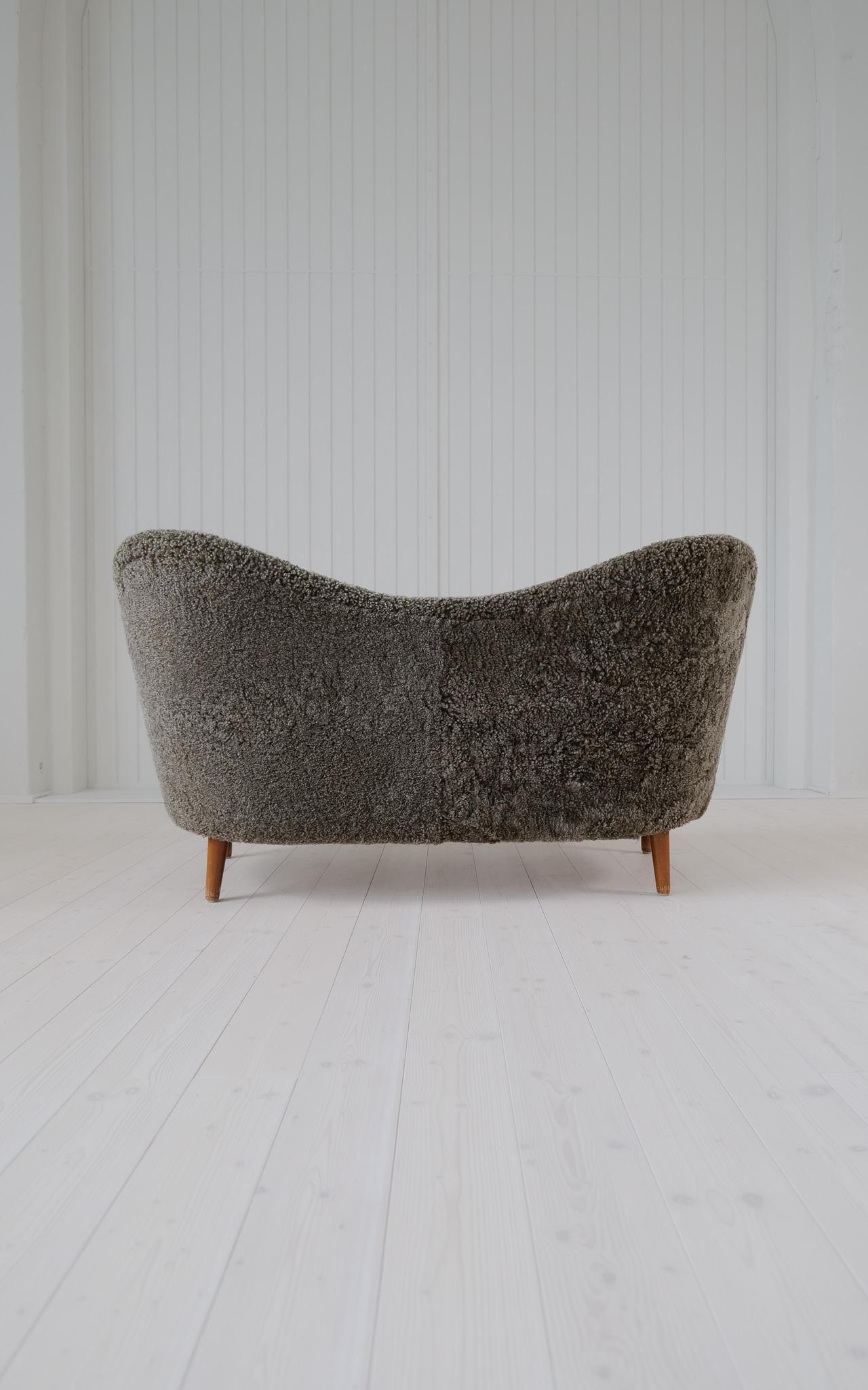 Midcentury Modern Sheepskin/Shearling Sofa Model 'Samspel