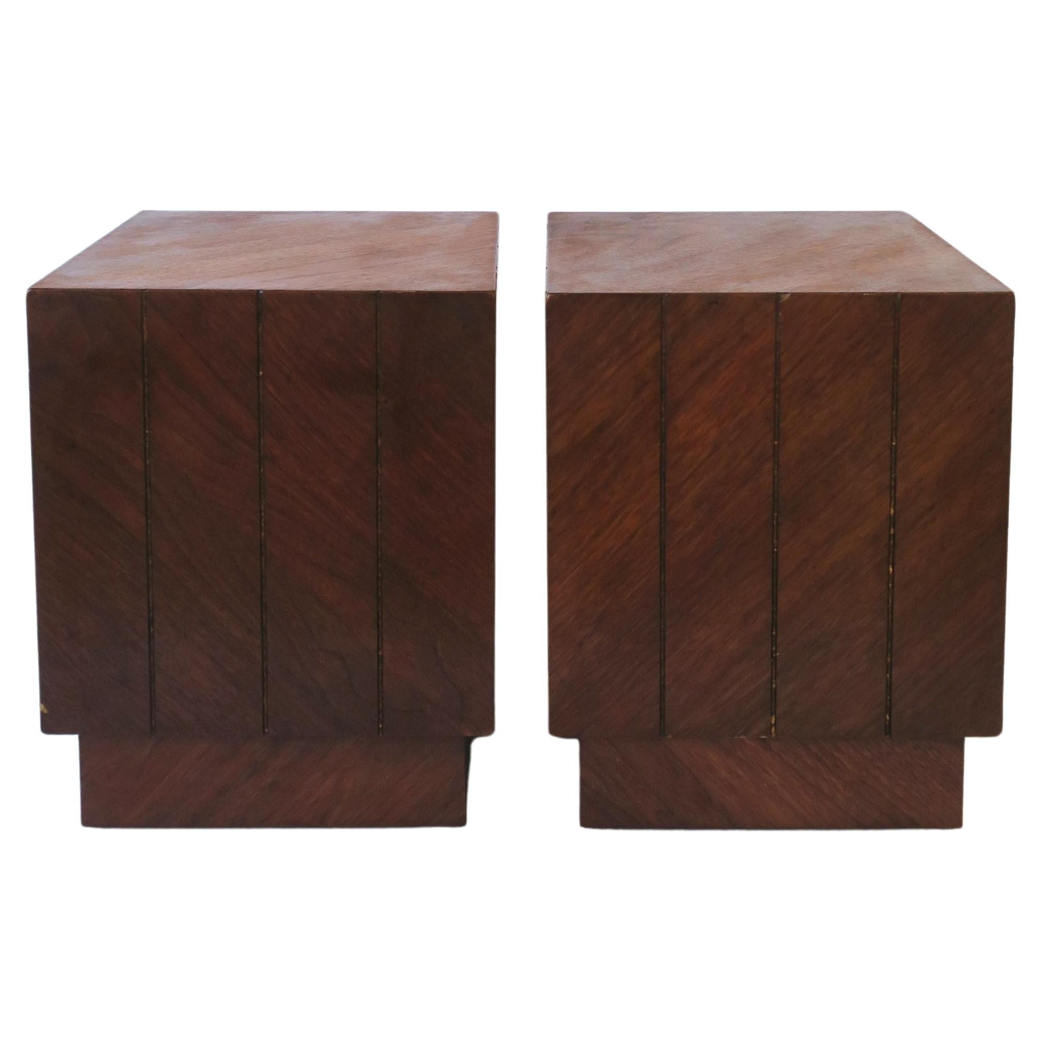 Midcentury Modern Wood Side Drinks Cocktail or End Tables, Pair For Sale