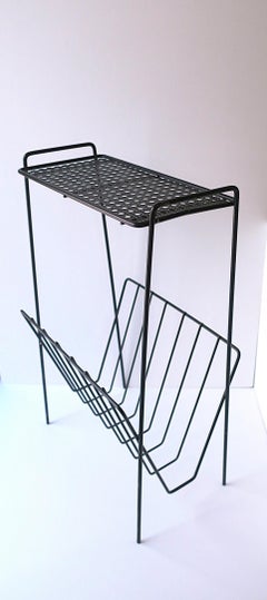Midcentury Modern Side Drinks Table with Rack