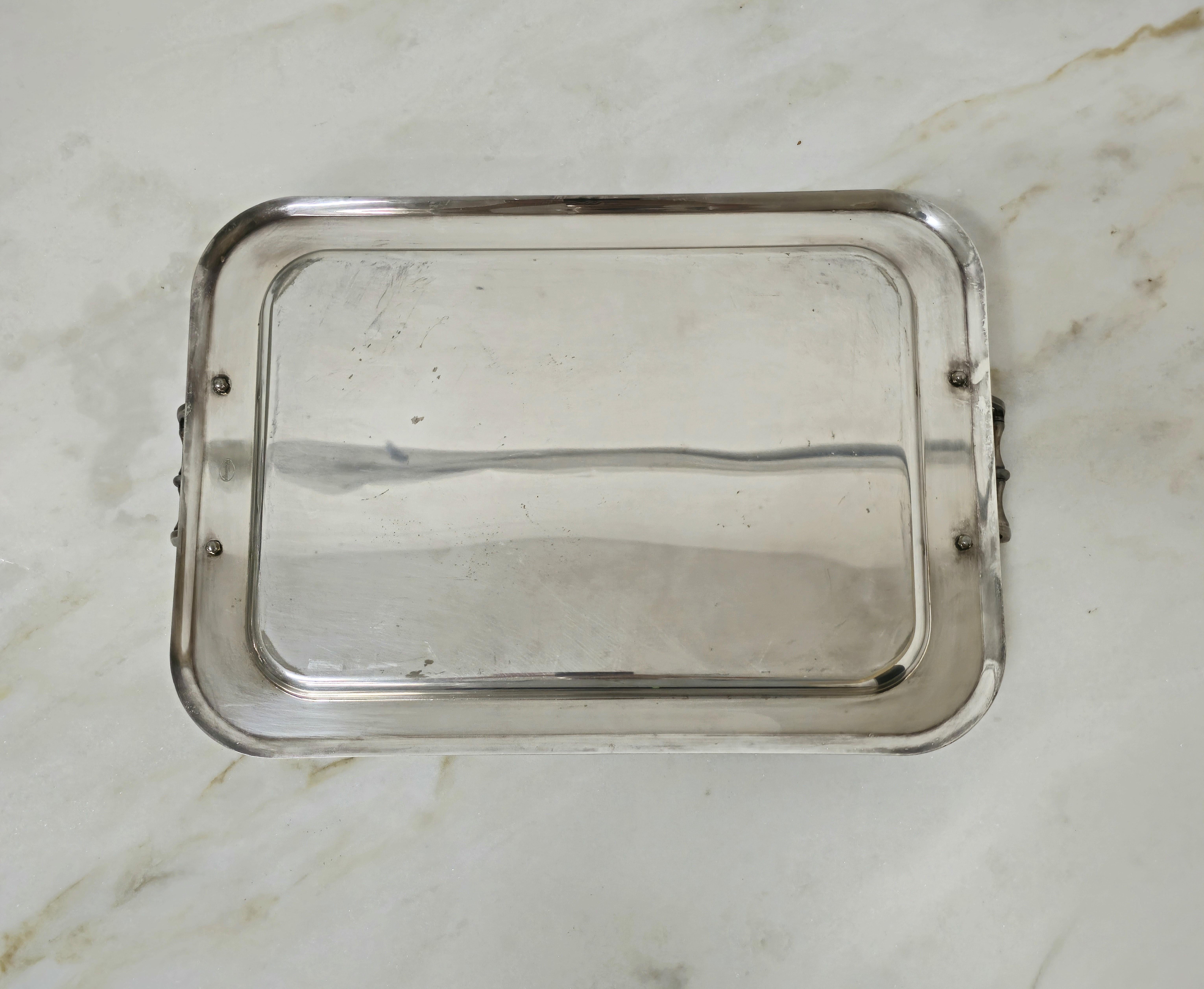 Midcentury Modern Silver Plate Tablett Sheratonn Italienisches Design 1960s im Angebot 3