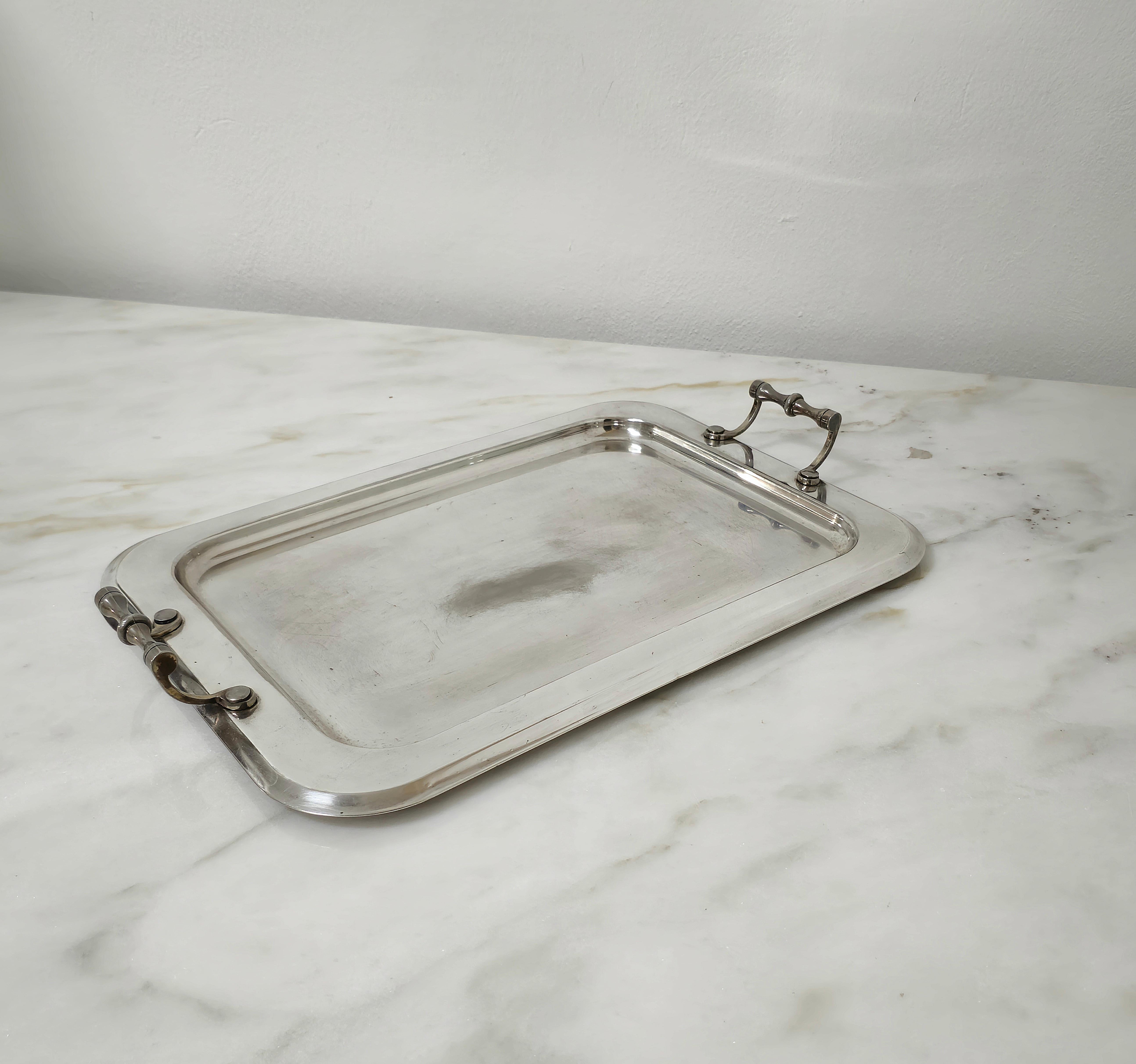 Midcentury Modern Silver Plate Tablett Sheratonn Italienisches Design 1960s (Moderne der Mitte des Jahrhunderts) im Angebot