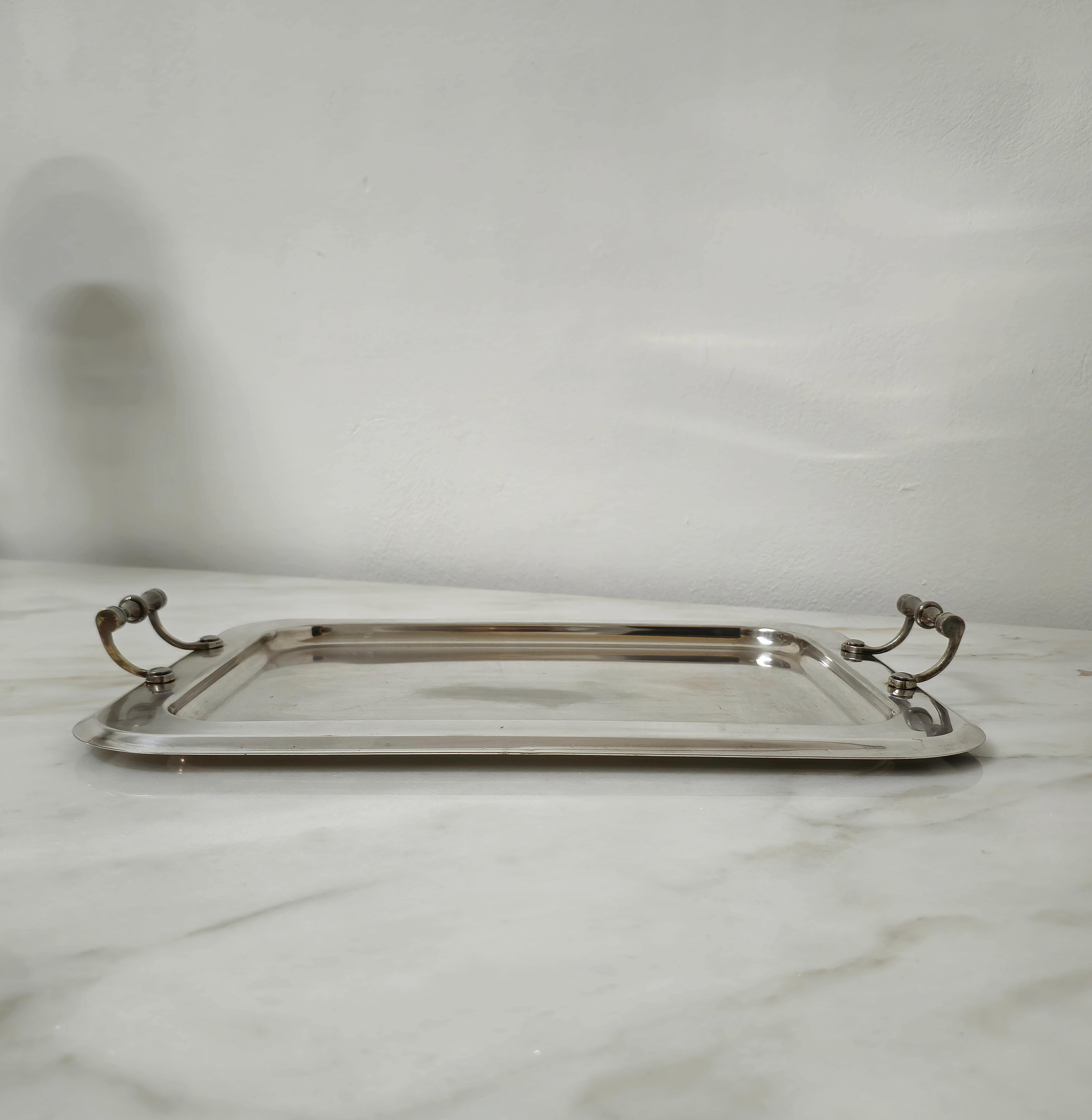 20th Century Midcentury Modern Silver Plate Tray Sheratonn Italian Design 1960s For Sale