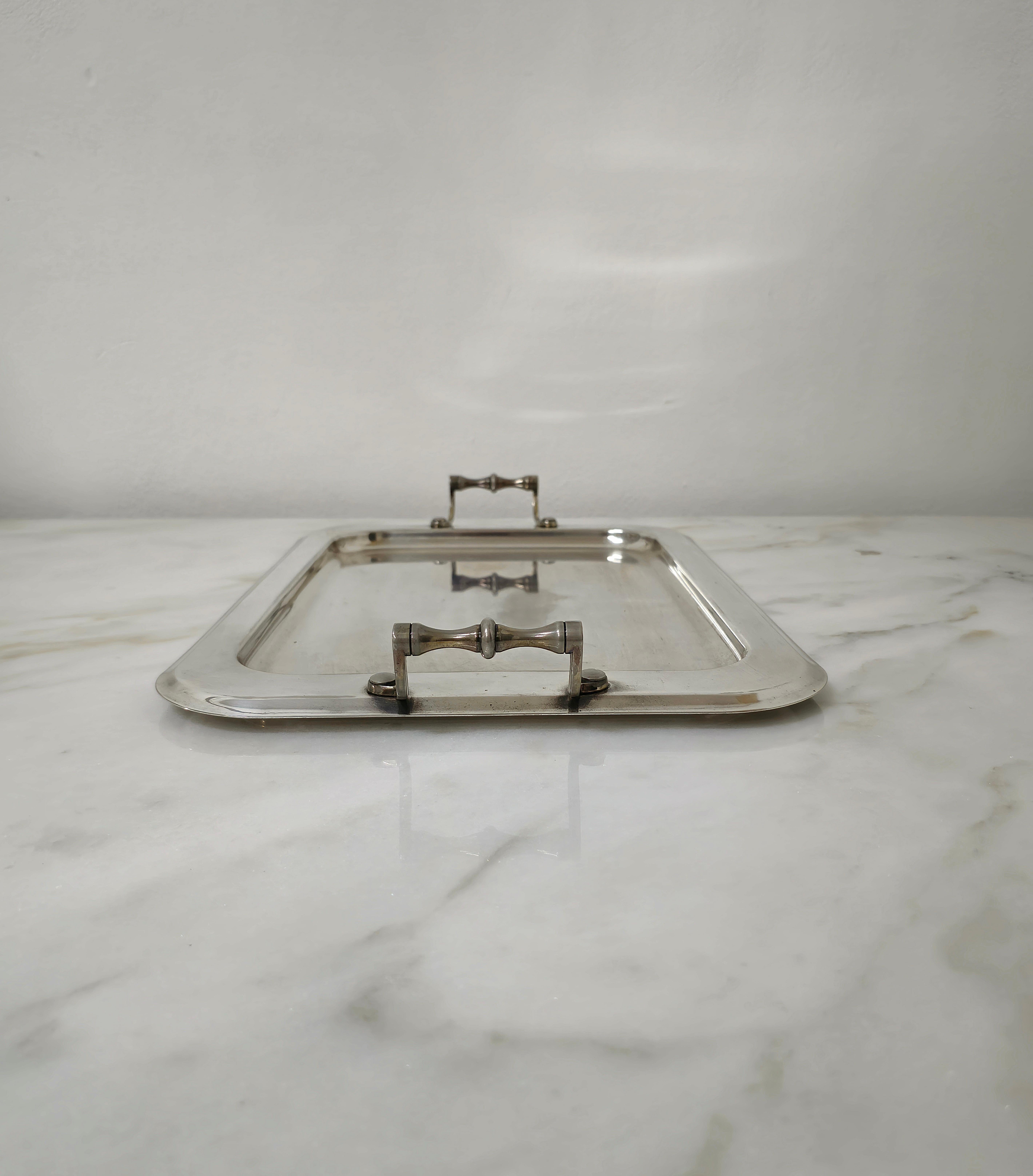 Midcentury Modern Silver Plate Tray Sheratonn Italian Design 1960s For Sale 1