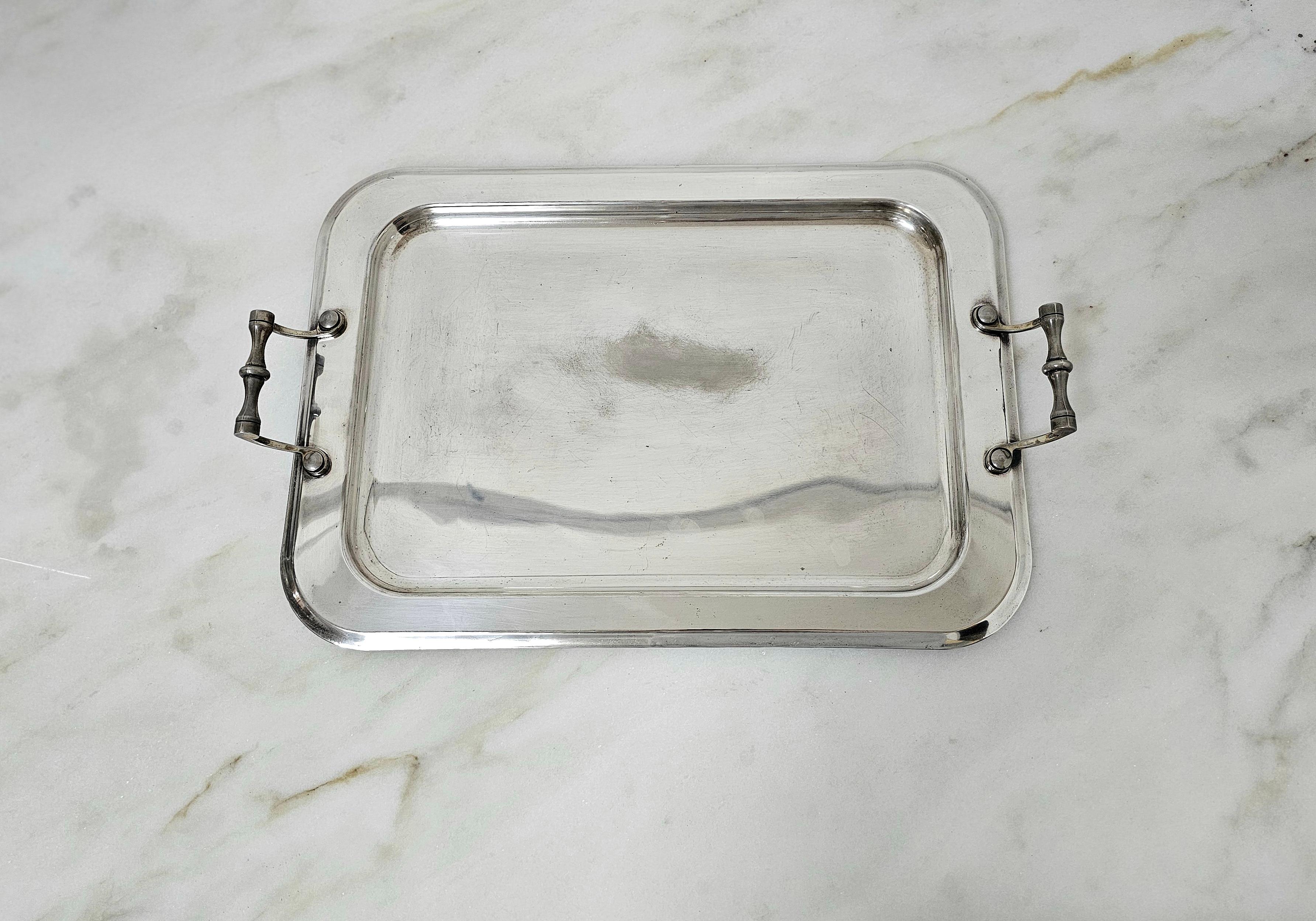 Midcentury Modern Silver Plate Tray Sheratonn Italian Design 1960s For Sale 2