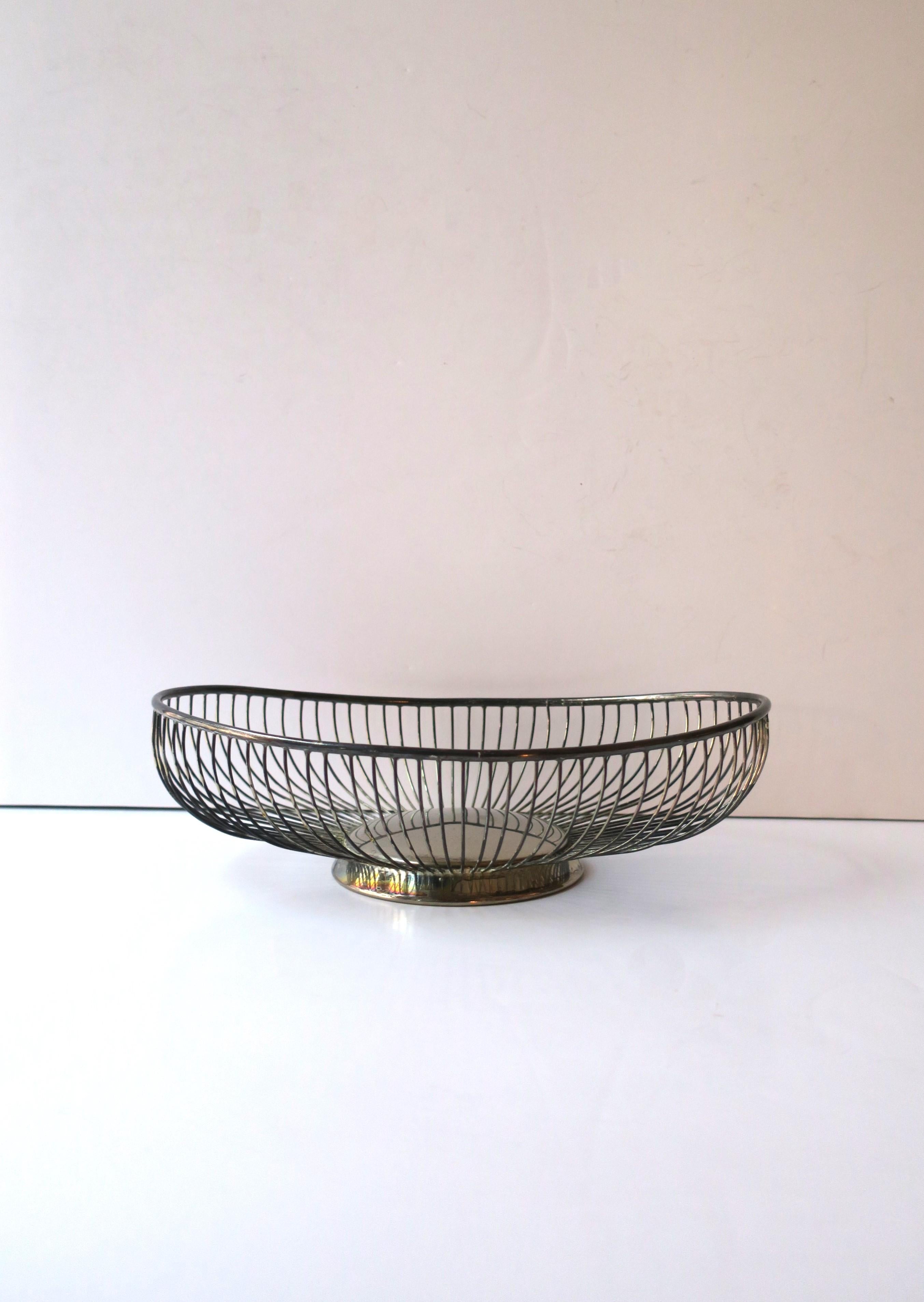 Mid-Century Modern Midcentury Modern Silver Plate Wire Basket For Sale