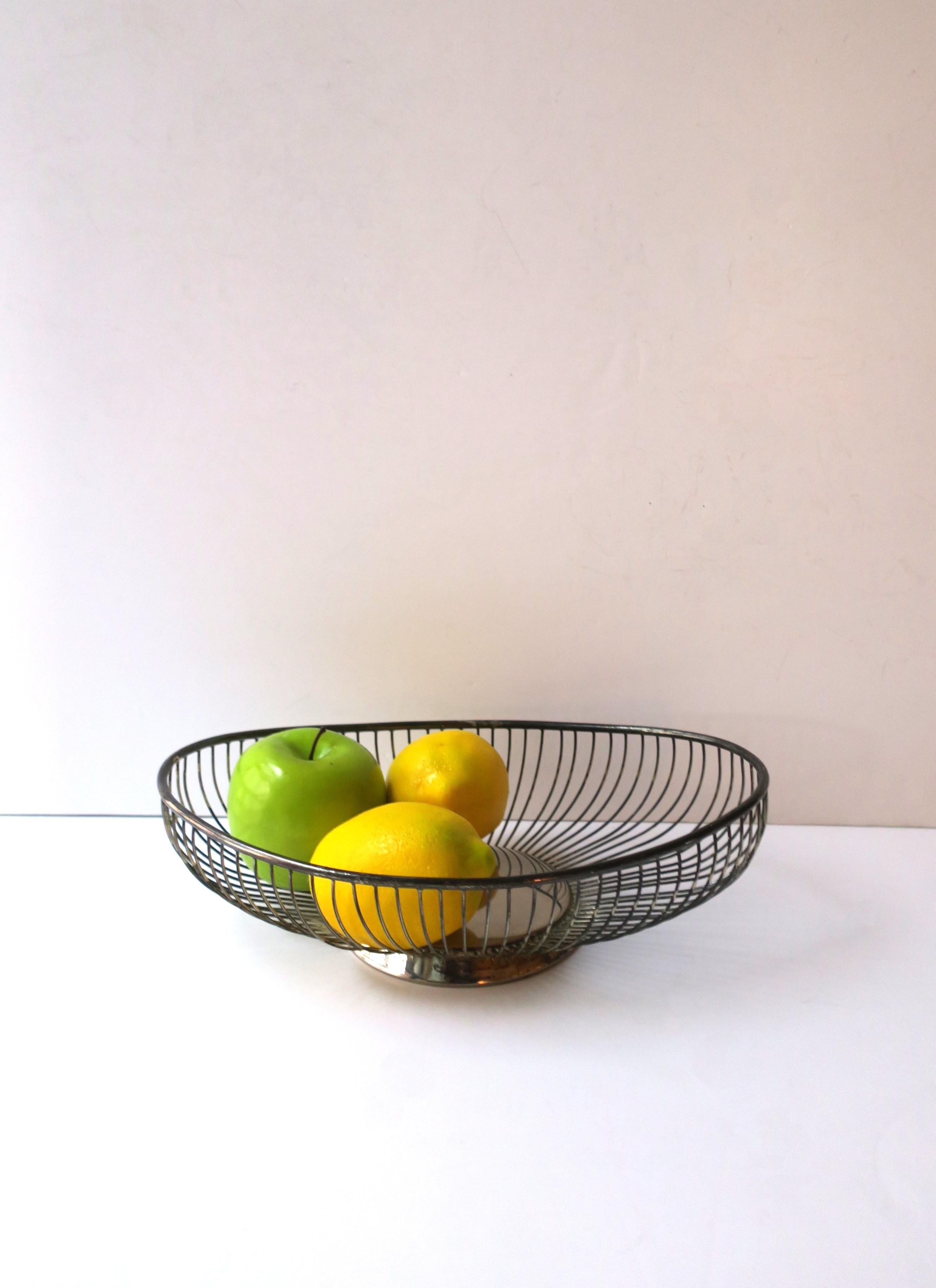20th Century Midcentury Modern Silver Plate Wire Basket For Sale