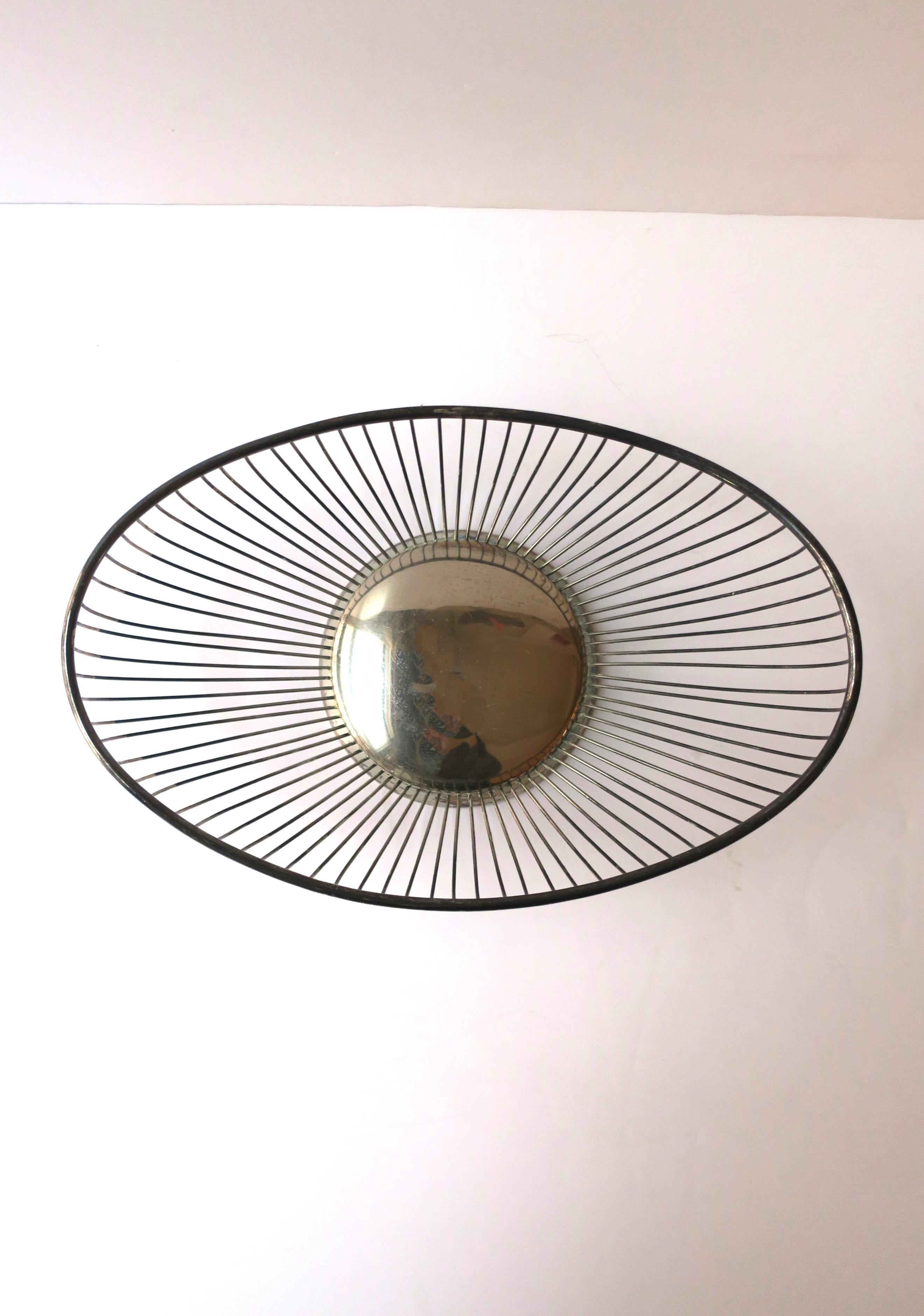 Midcentury Modern Silver Plate Wire Basket For Sale 1