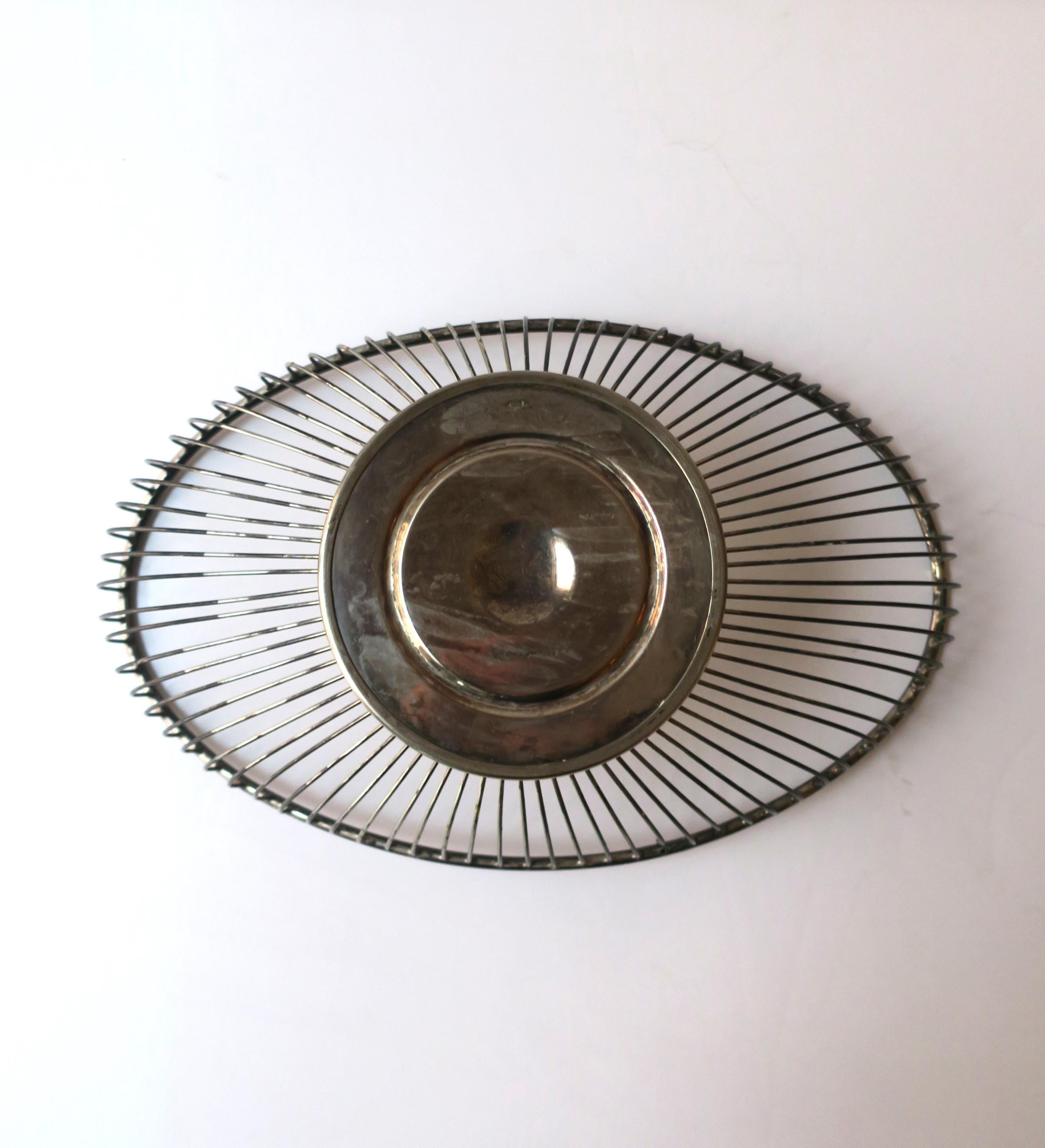 Midcentury Modern Silver Plate Wire Basket For Sale 2