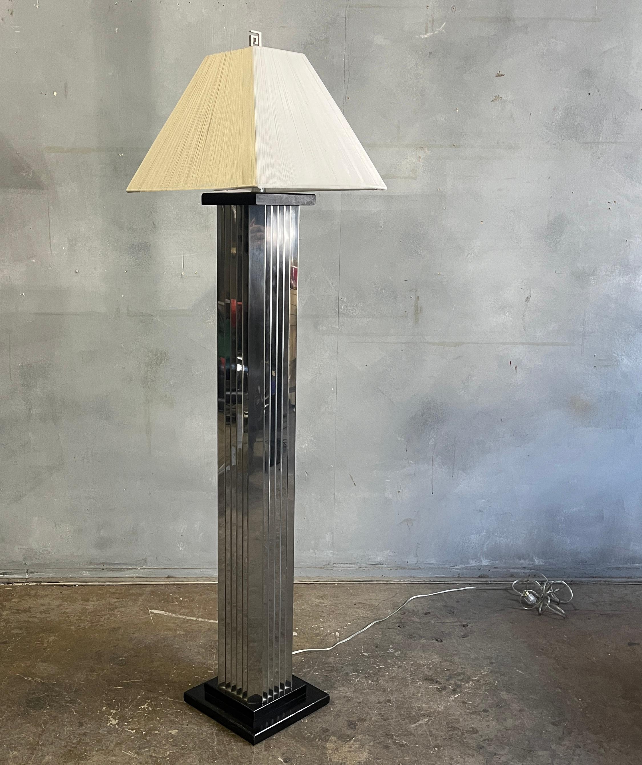 Silk Mid-Century Modern Skyscraper Floor Lamp For Sale